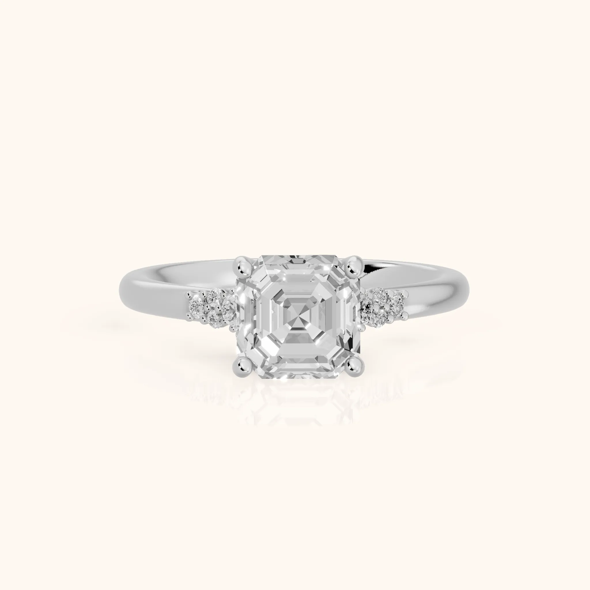 Vail Starburst Cluster Asscher Diamond Engagement Ring in Silver — view 1