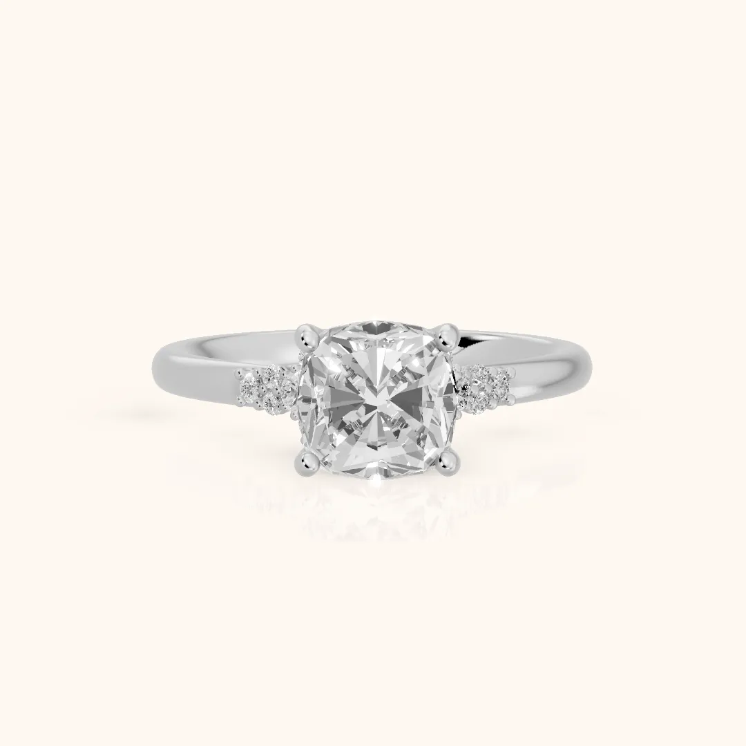 Vail Starburst Cluster Cushion Diamond Engagement Ring in Silver — view 2