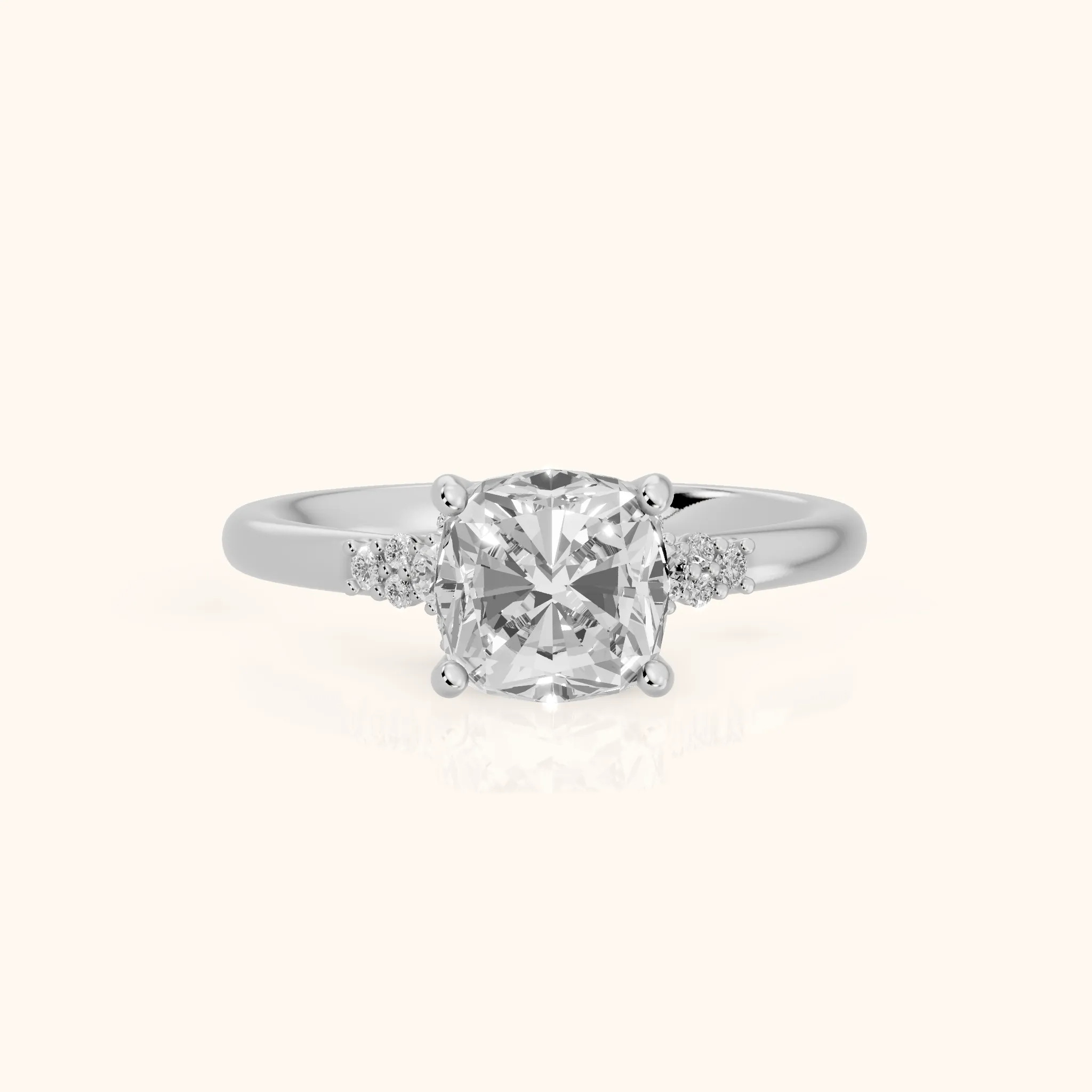 Vail Starburst Cluster Cushion Diamond Engagement Ring in Silver — view 1
