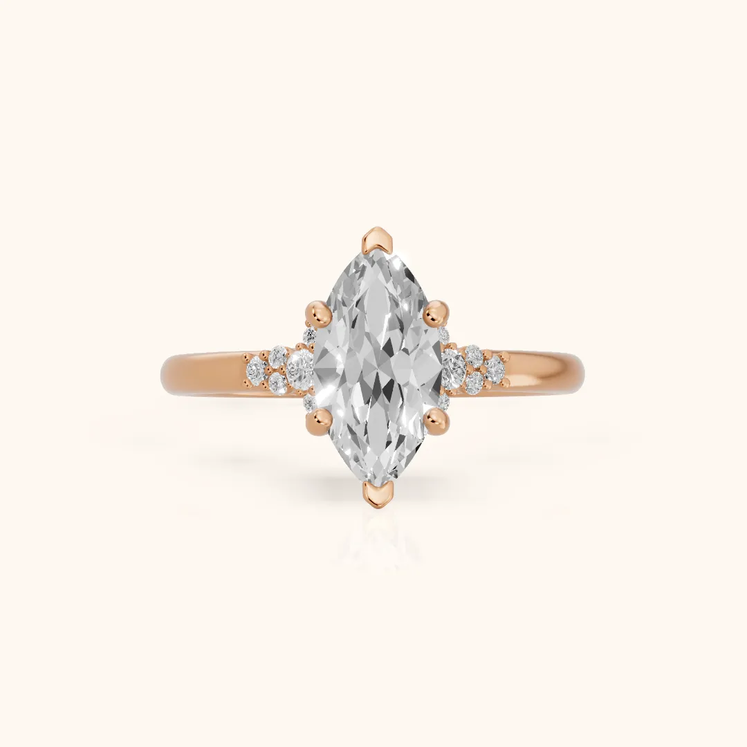 Vail Starburst Cluster Marquise Diamond Engagement Ring in Rose Gold — view 2