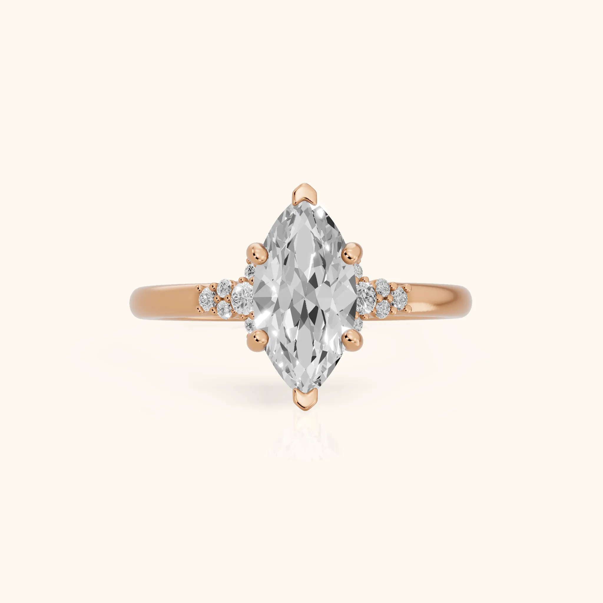 Vail Starburst Cluster Marquise Diamond Engagement Ring in Rose Gold — view 1