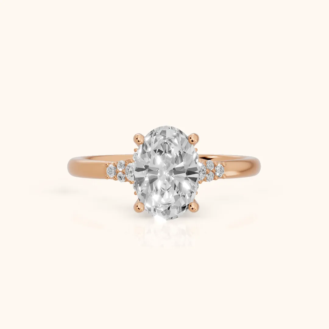 Vail Starburst Cluster Oval Diamond Engagement Ring in Rose Gold — view 2