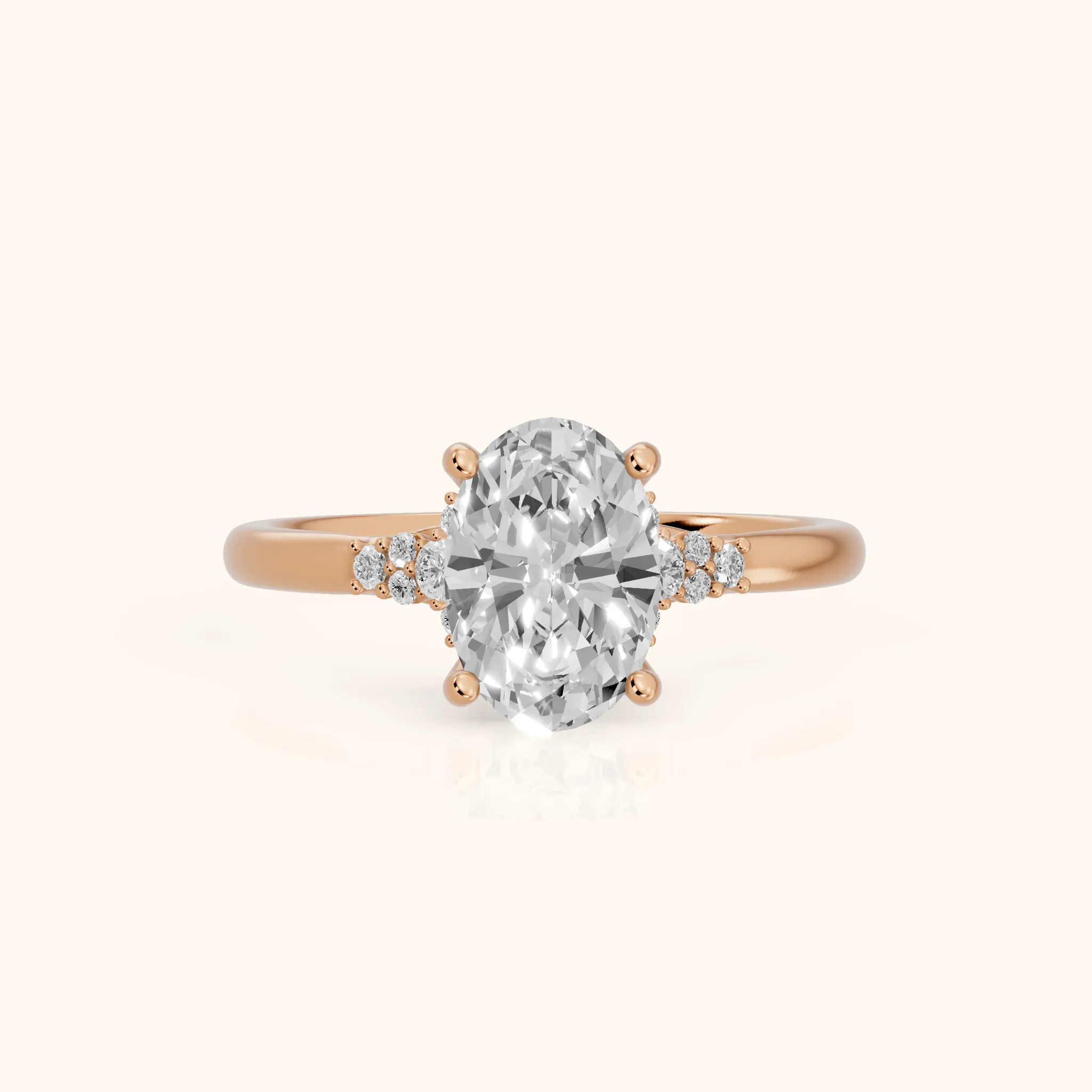 Vail Starburst Cluster Oval Diamond Engagement Ring in Rose Gold — view 1
