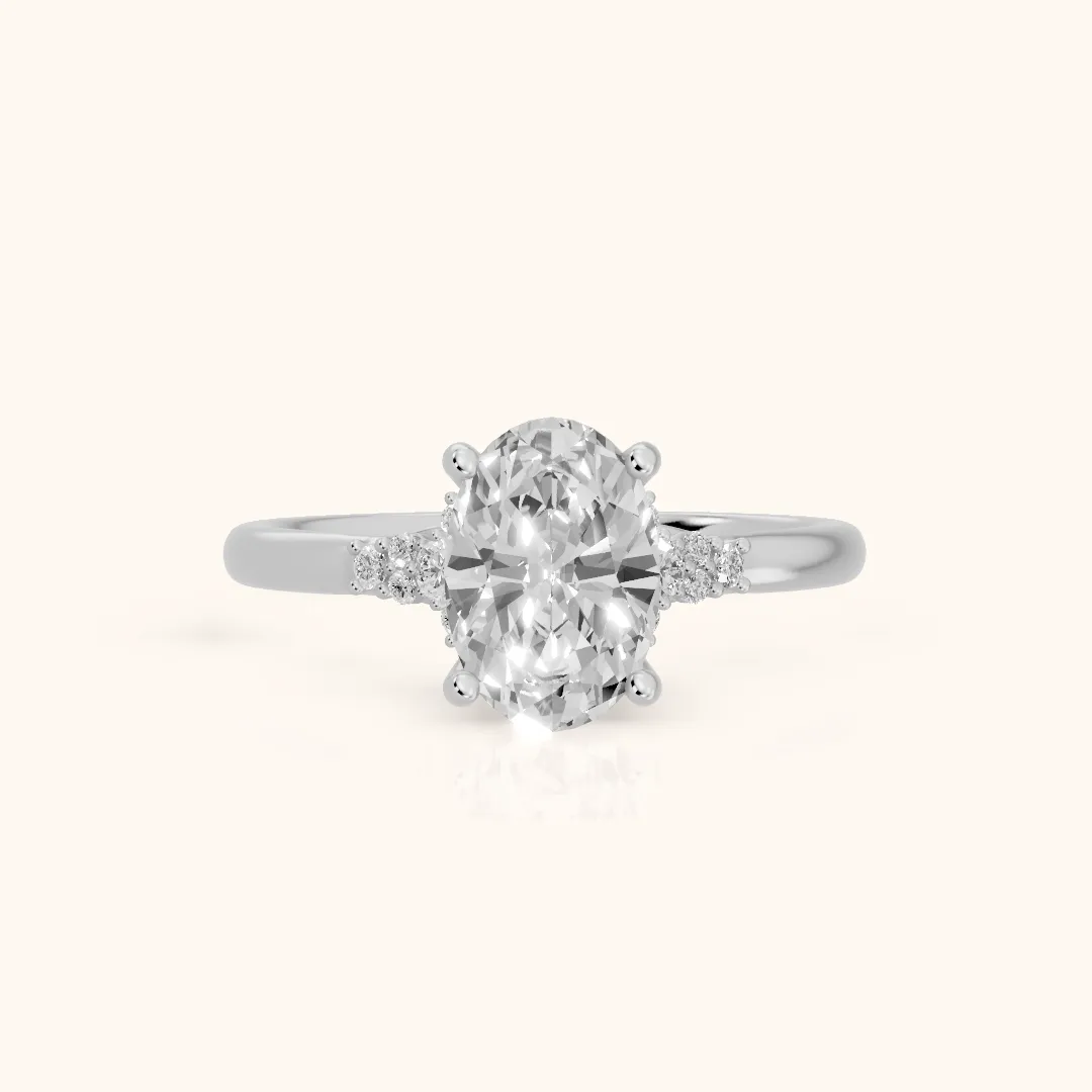 Vail Starburst Cluster Oval Diamond Engagement Ring in Platinum — view 2