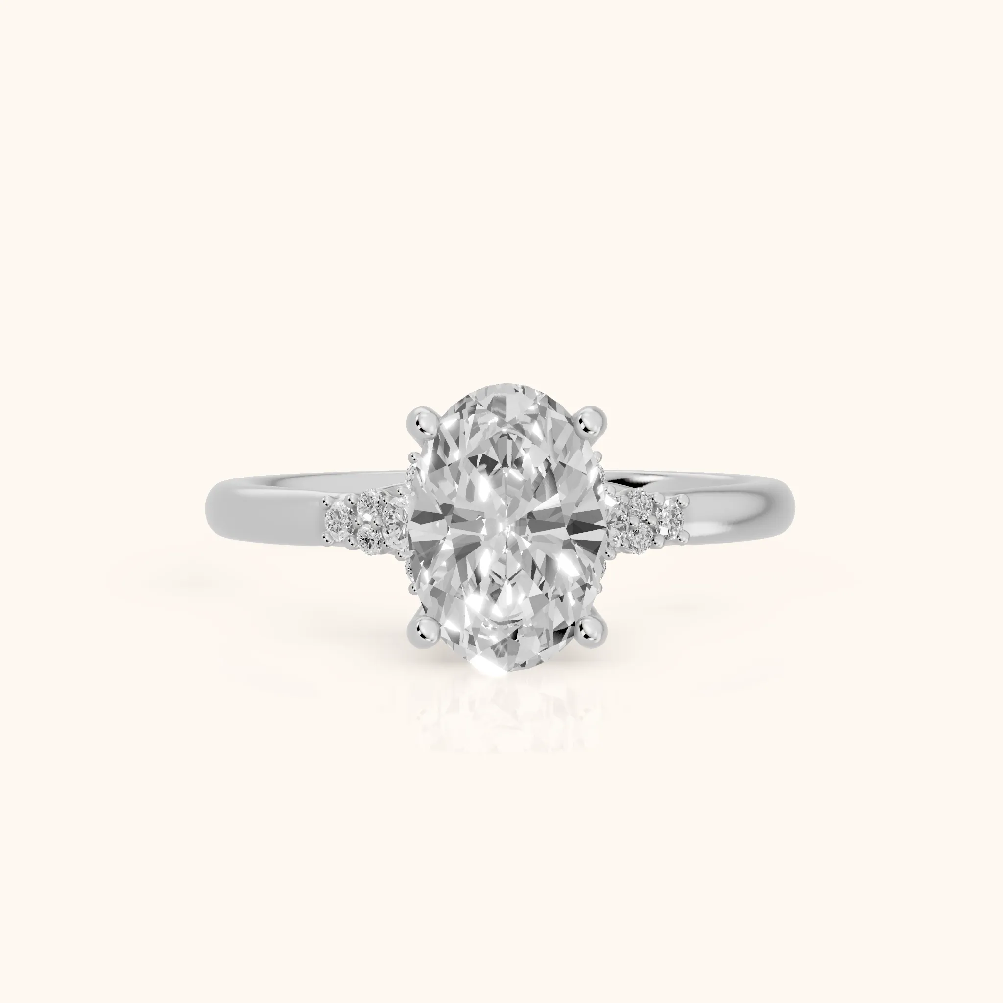 Vail Starburst Cluster Oval Diamond Engagement Ring in Platinum — view 1