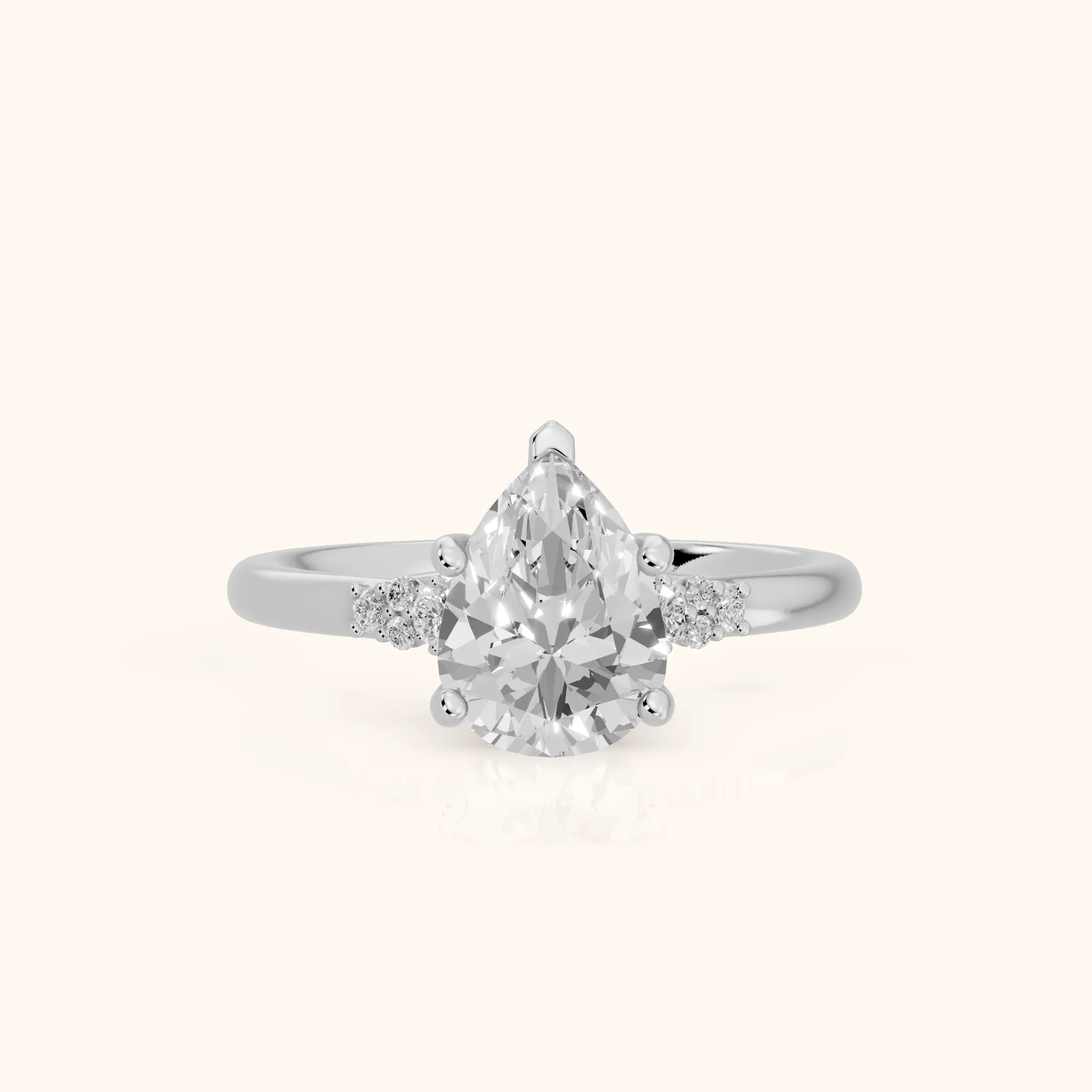 Vail Starburst Cluster Pear Diamond Engagement Ring in White Gold — view 1