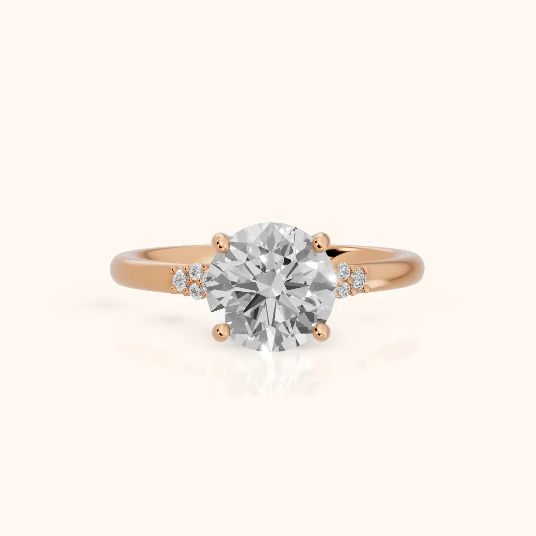 Vail Starburst Cluster Round Diamond Engagement Ring in Rose Gold — view 2