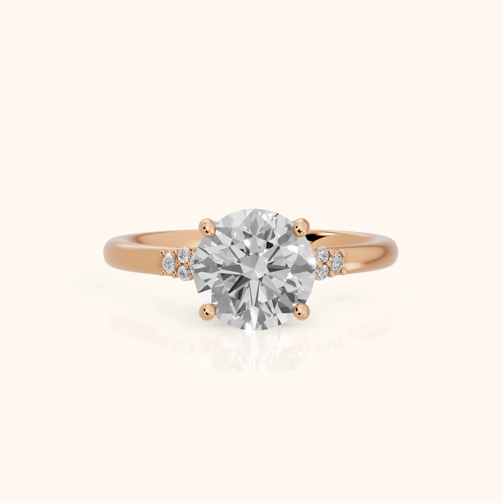 Vail Starburst Cluster Round Diamond Engagement Ring in Rose Gold — view 1