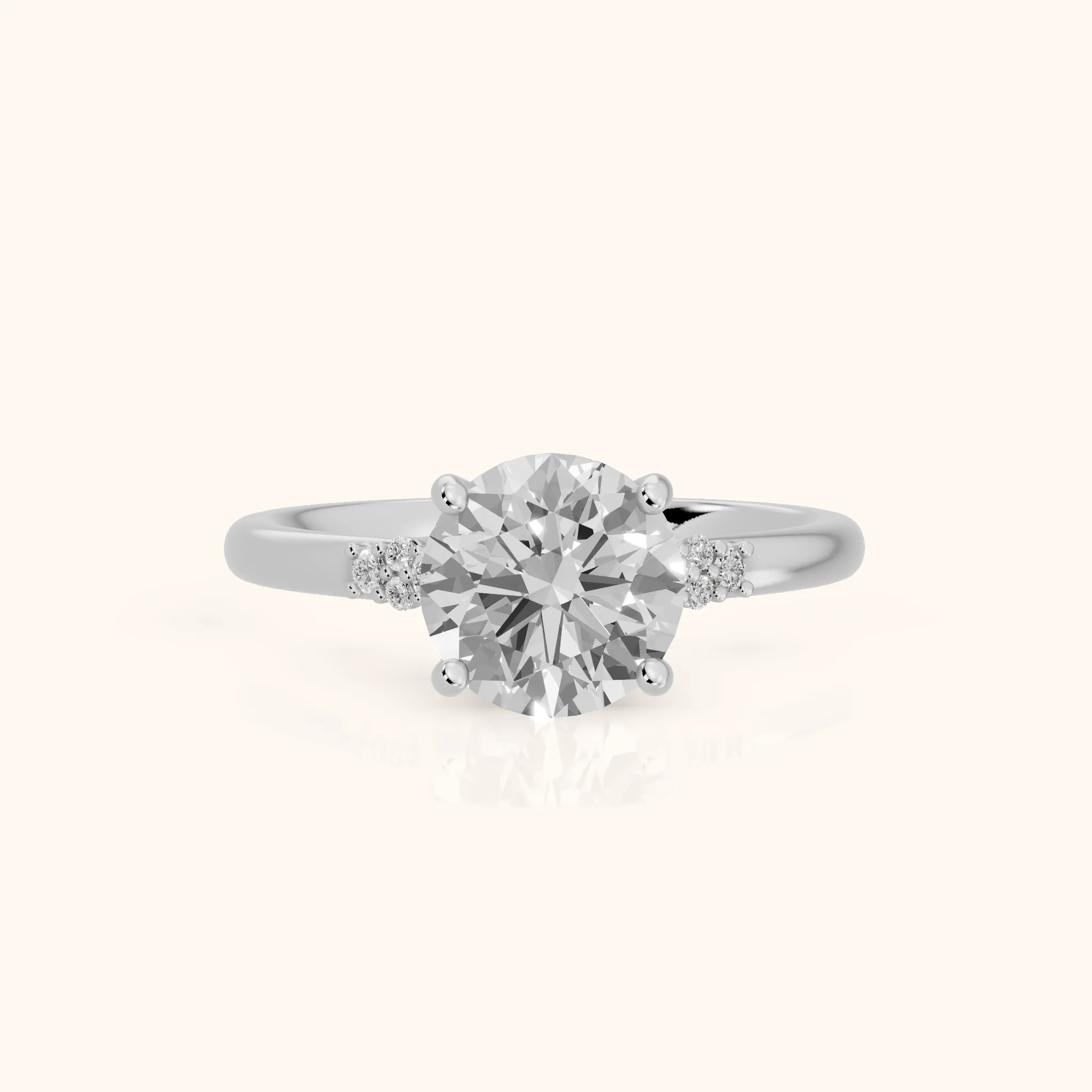 Vail Starburst Cluster Round Diamond Engagement Ring in Silver — view 1