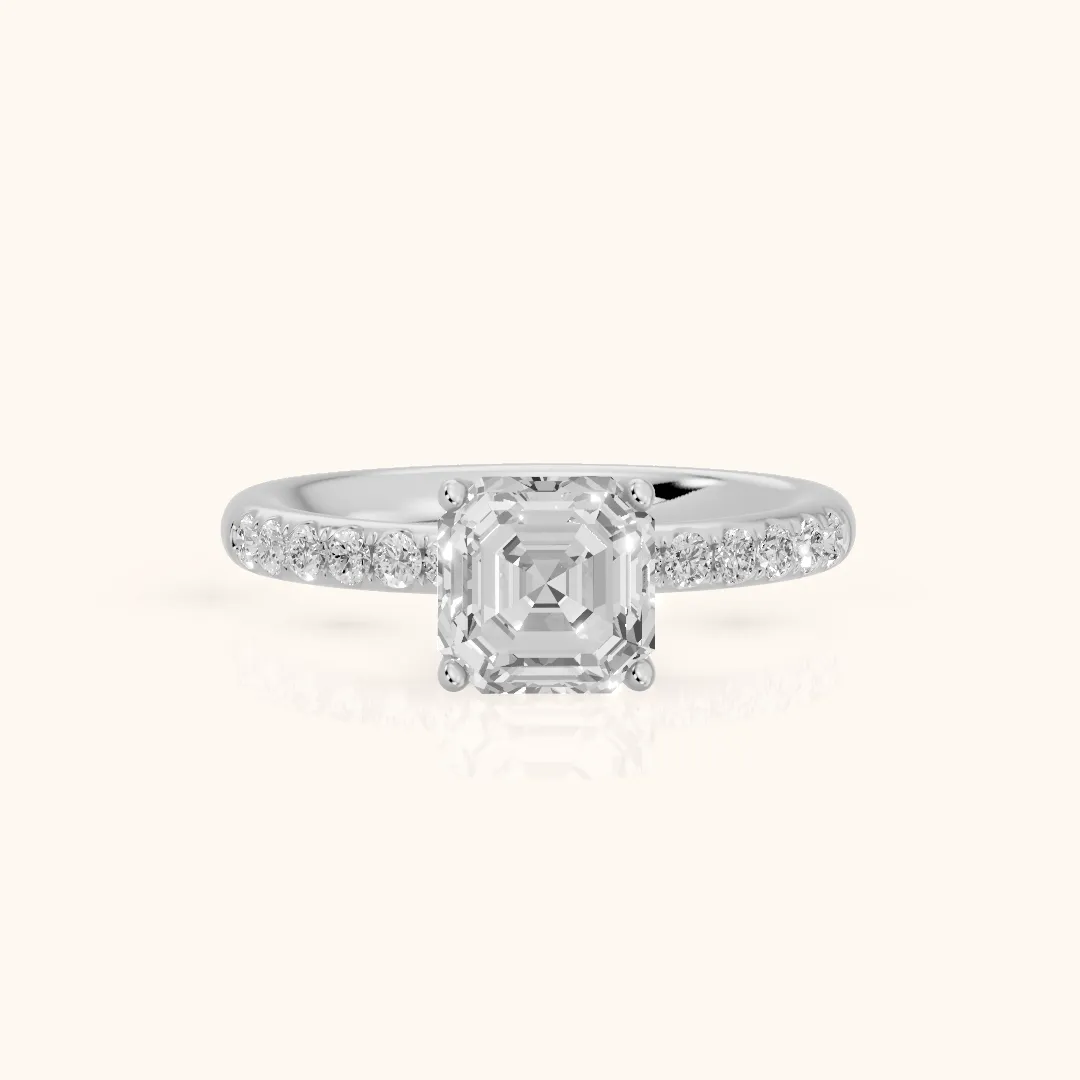 Brea Twist Pavé Asscher Diamond Engagement Ring in Platinum — view 2