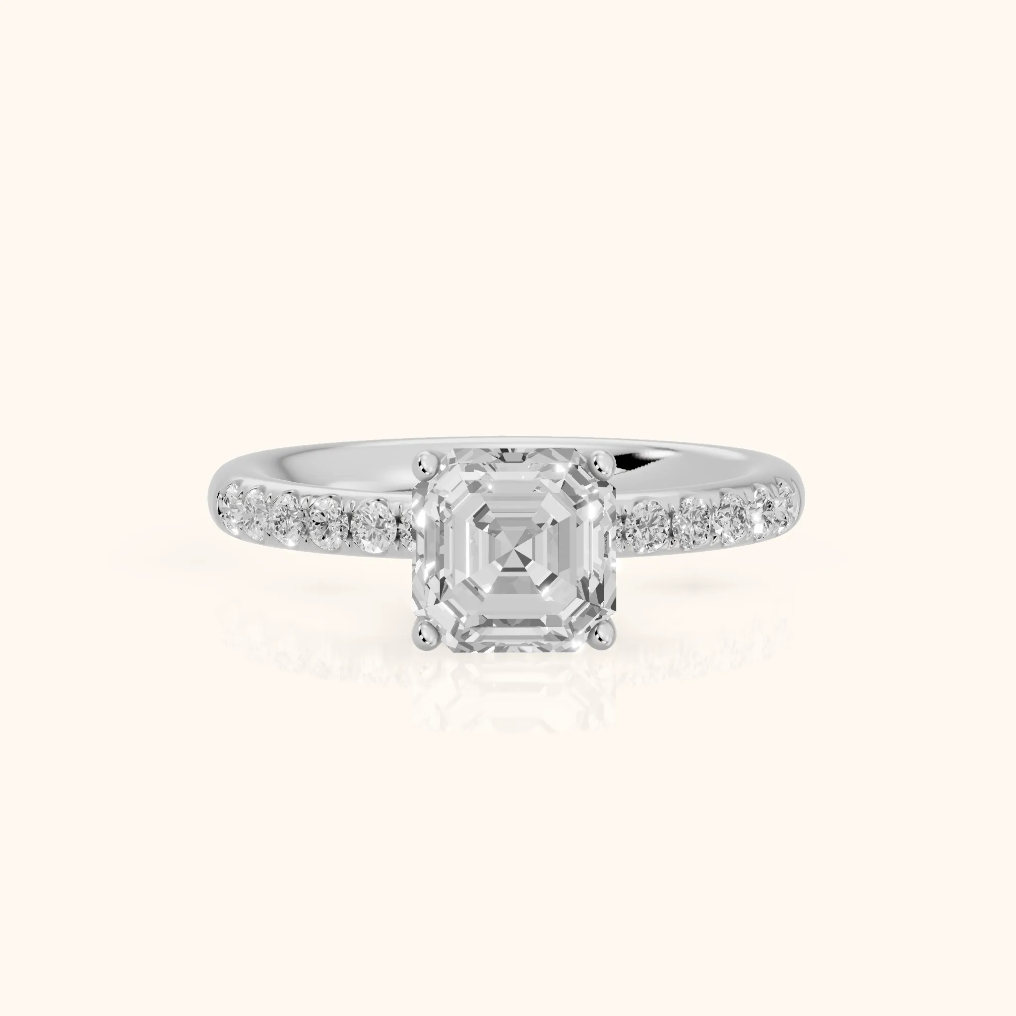 Brea Twist Pavé Asscher Diamond Engagement Ring in Platinum — view 1
