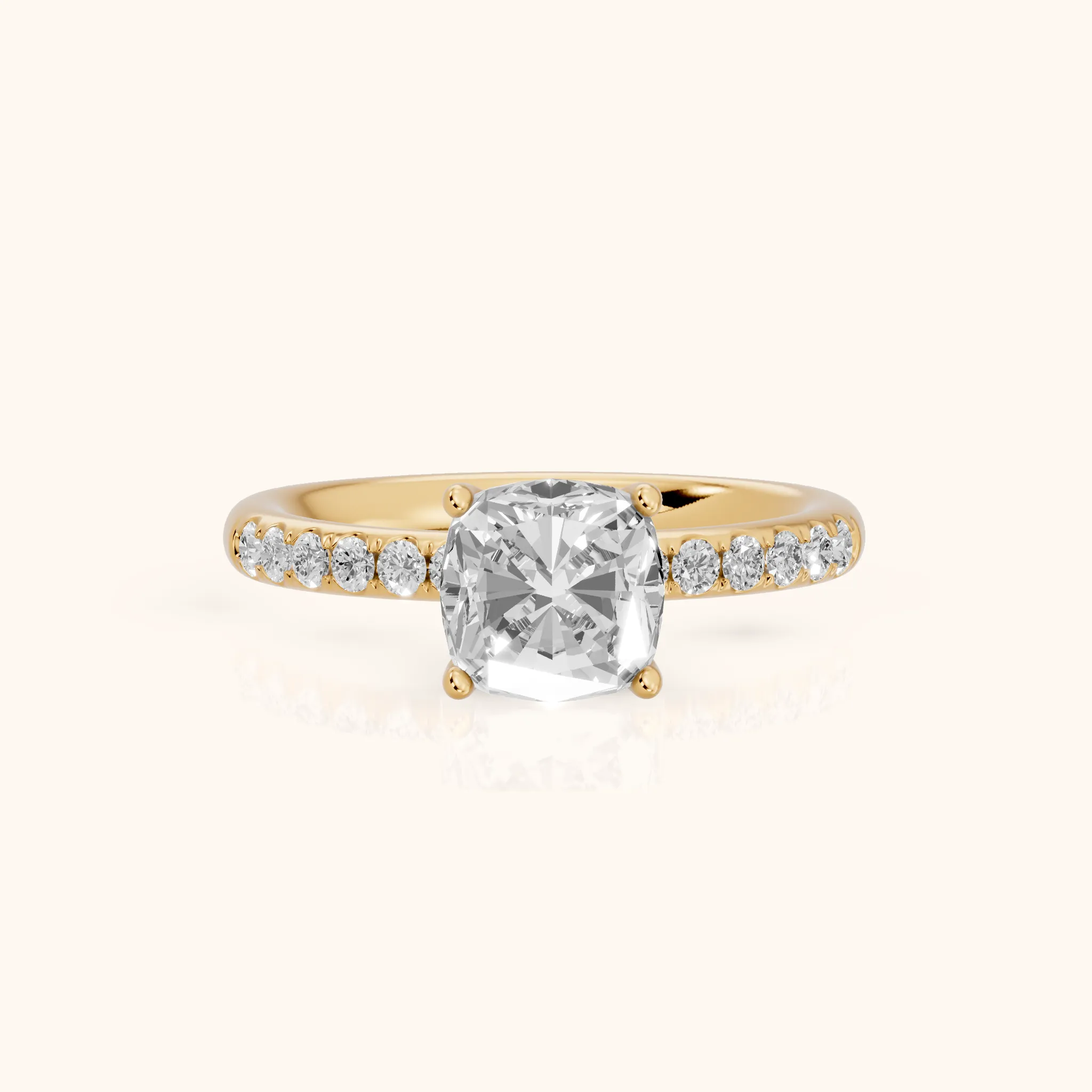 Brea Twist Pavé Cushion Diamond Engagement Ring in Yellow Gold — view 1