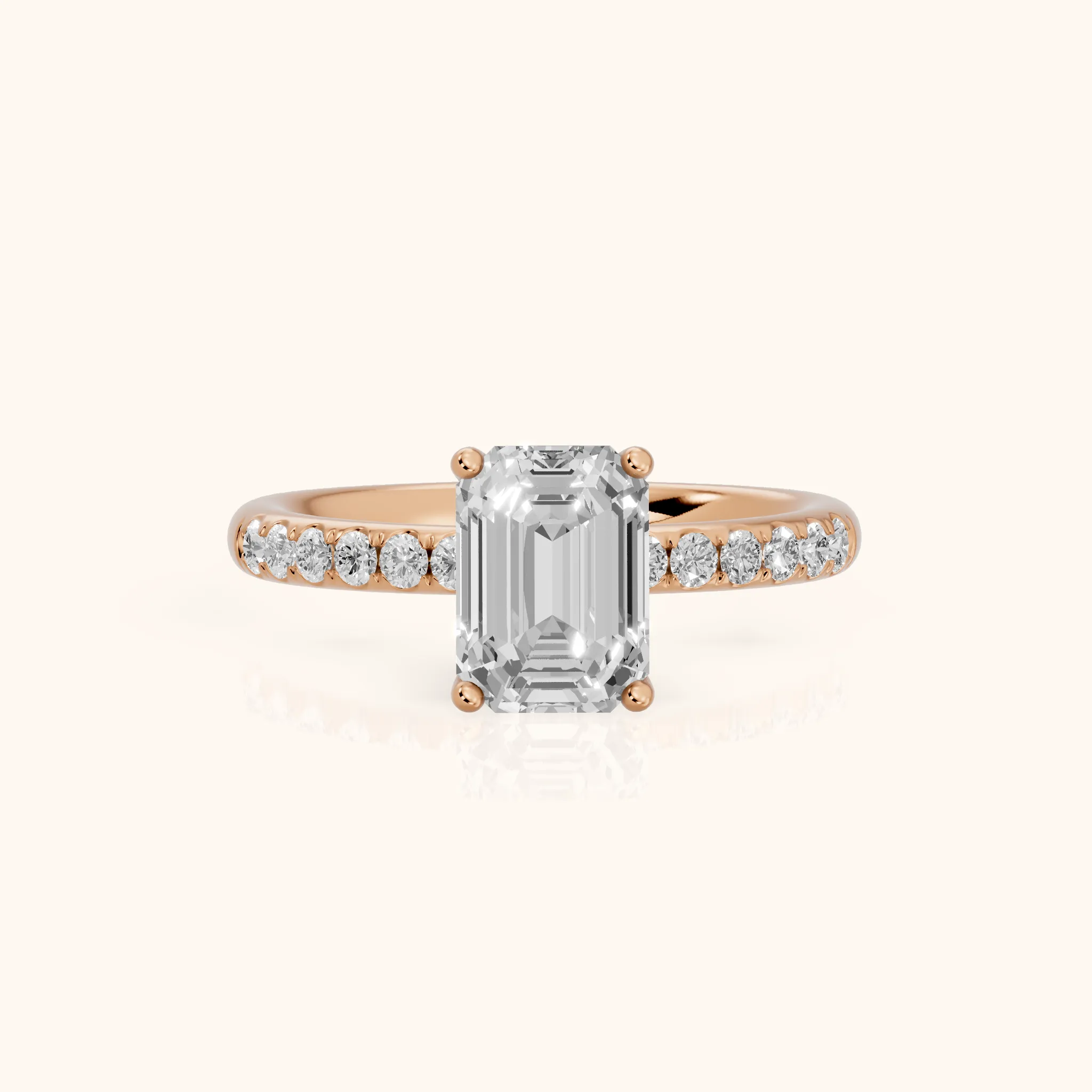 Brea Twist Pavé Emerald Diamond Engagement Ring in Rose Gold — view 1
