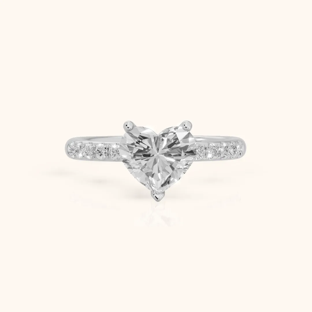 Brea Twist Pavé Heart Diamond Engagement Ring in Silver — view 2