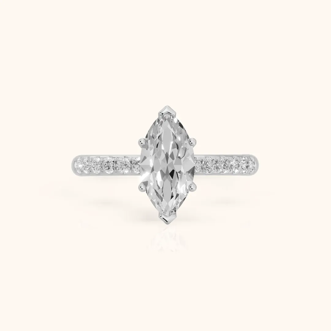 Brea Twist Pavé Marquise Diamond Engagement Ring in Silver — view 2