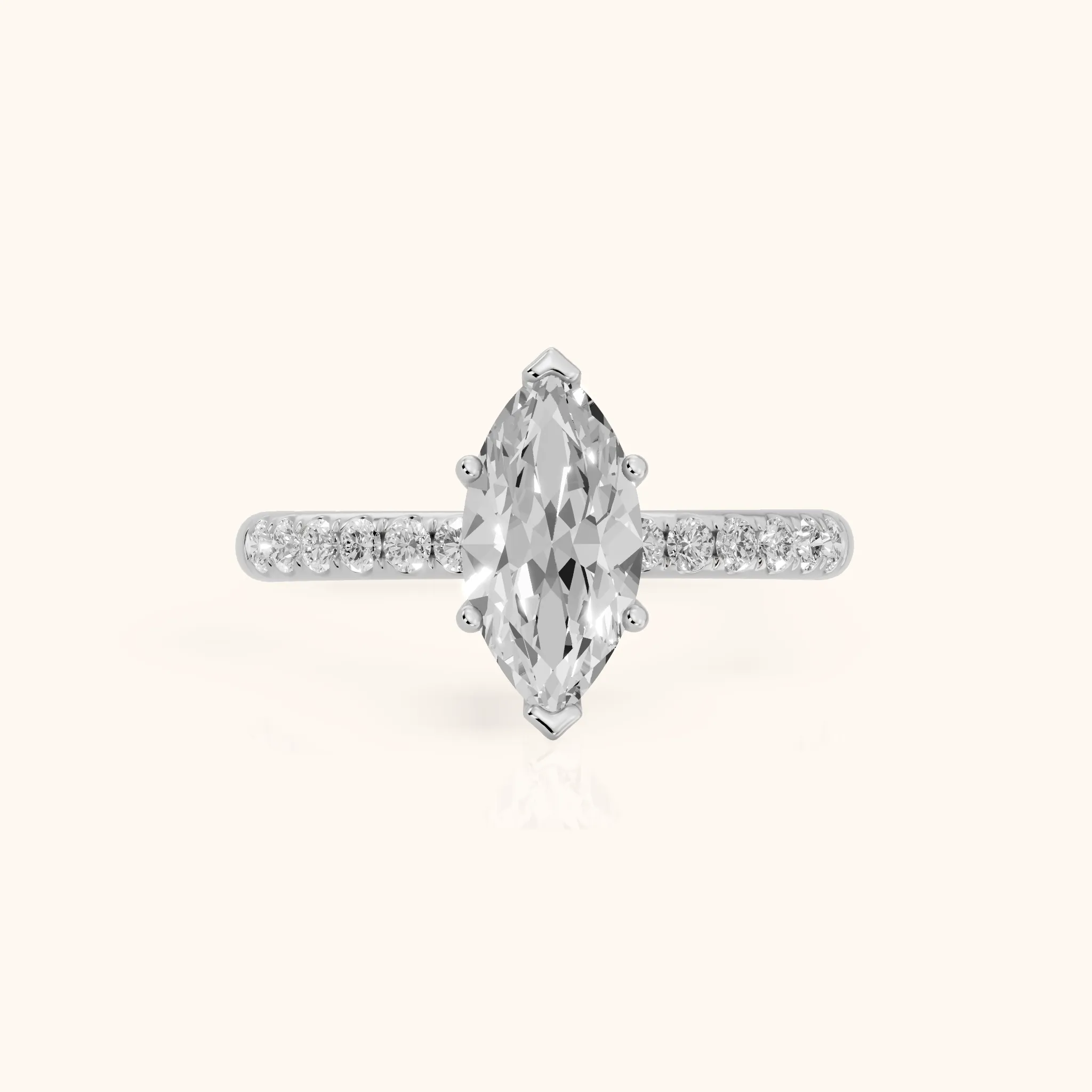 Brea Twist Pavé Marquise Diamond Engagement Ring in Silver — view 1