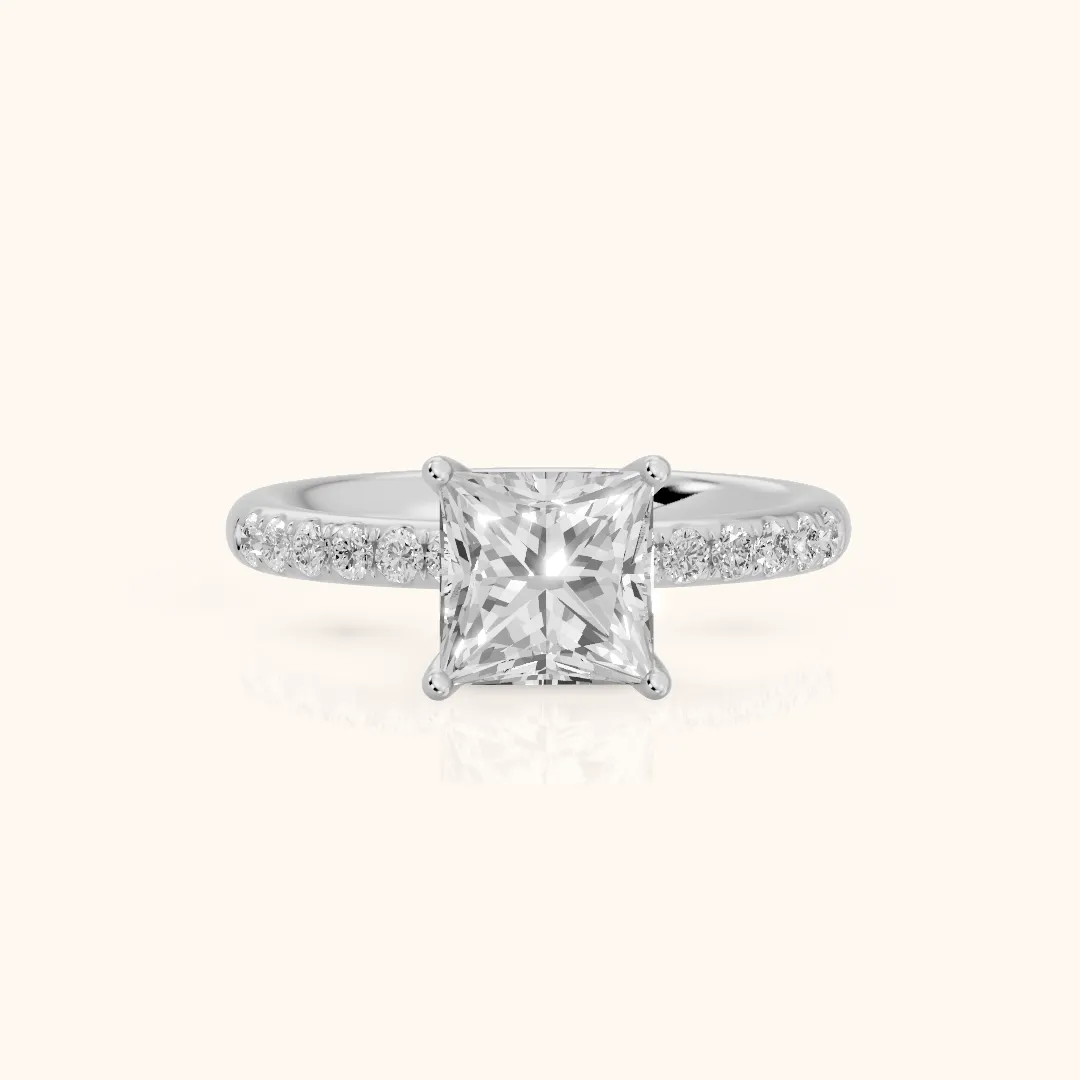 Brea Twist Pavé Princess Diamond Engagement Ring in Platinum — view 2