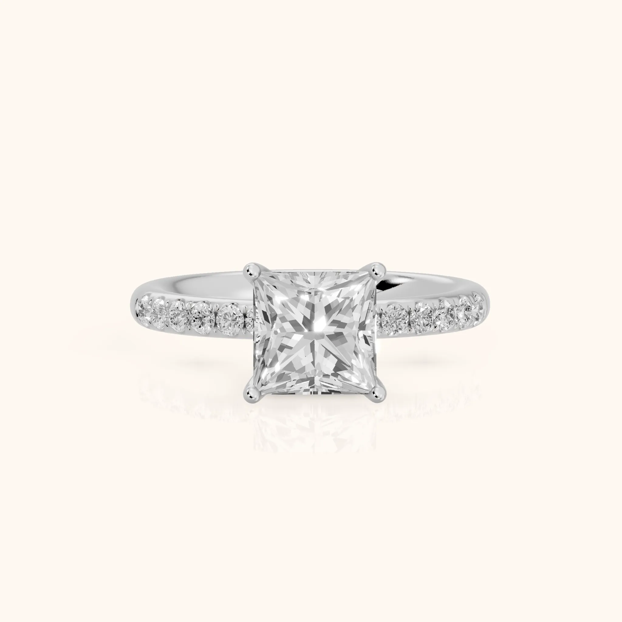 Brea Twist Pavé Princess Diamond Engagement Ring in Platinum — view 1