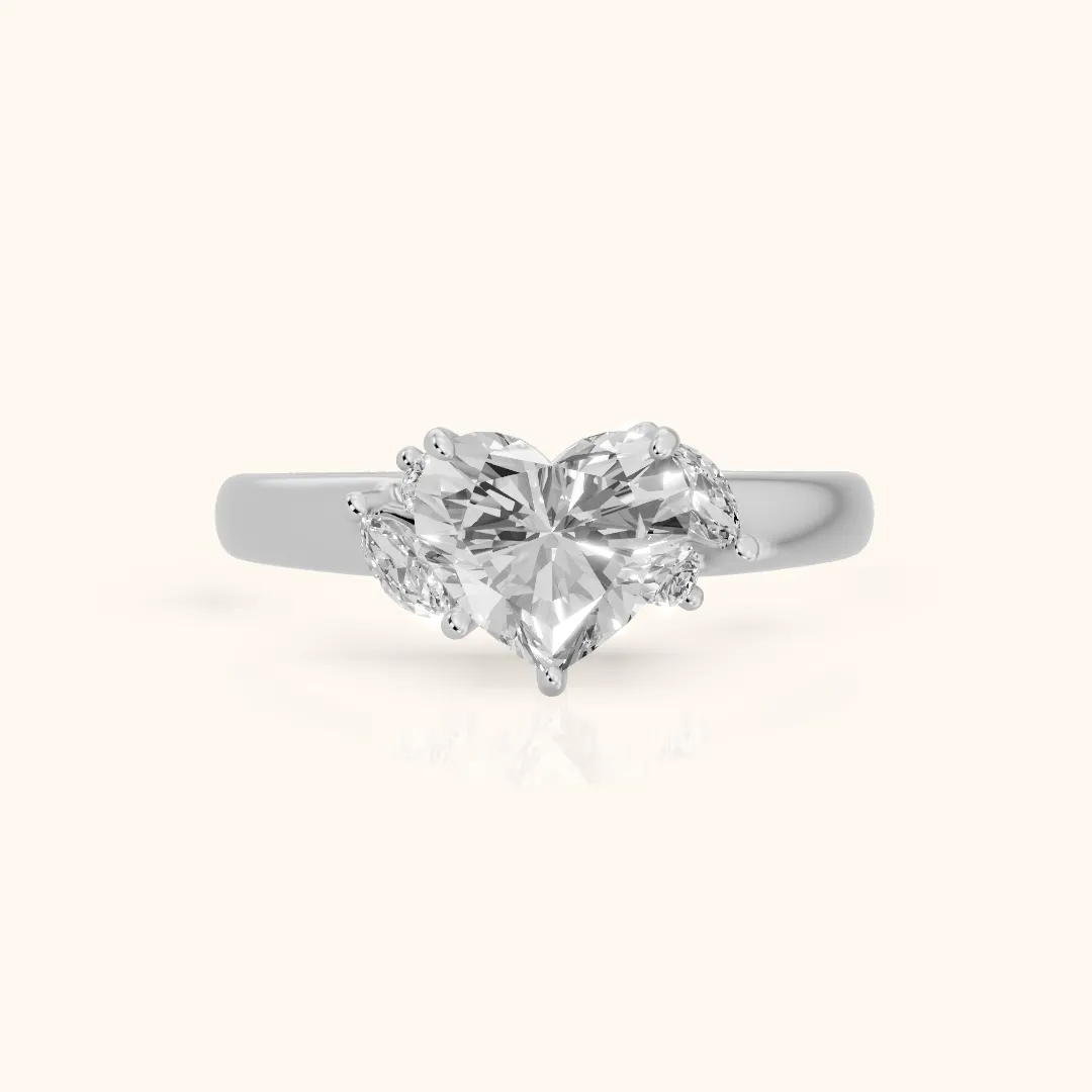 Napa Leaf Cluster Heart Diamond Engagement Ring in White Gold — view 2