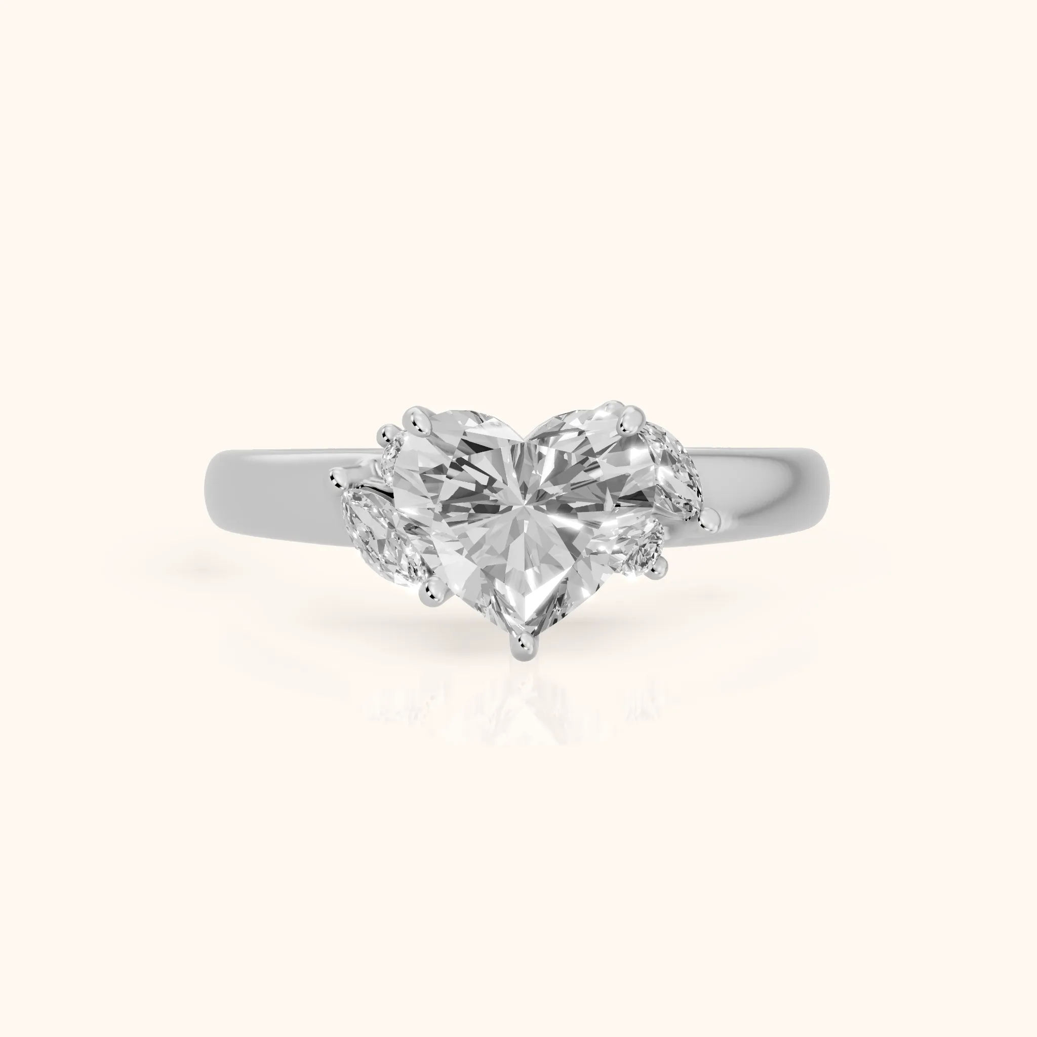 Napa Leaf Cluster Heart Diamond Engagement Ring in White Gold — view 1