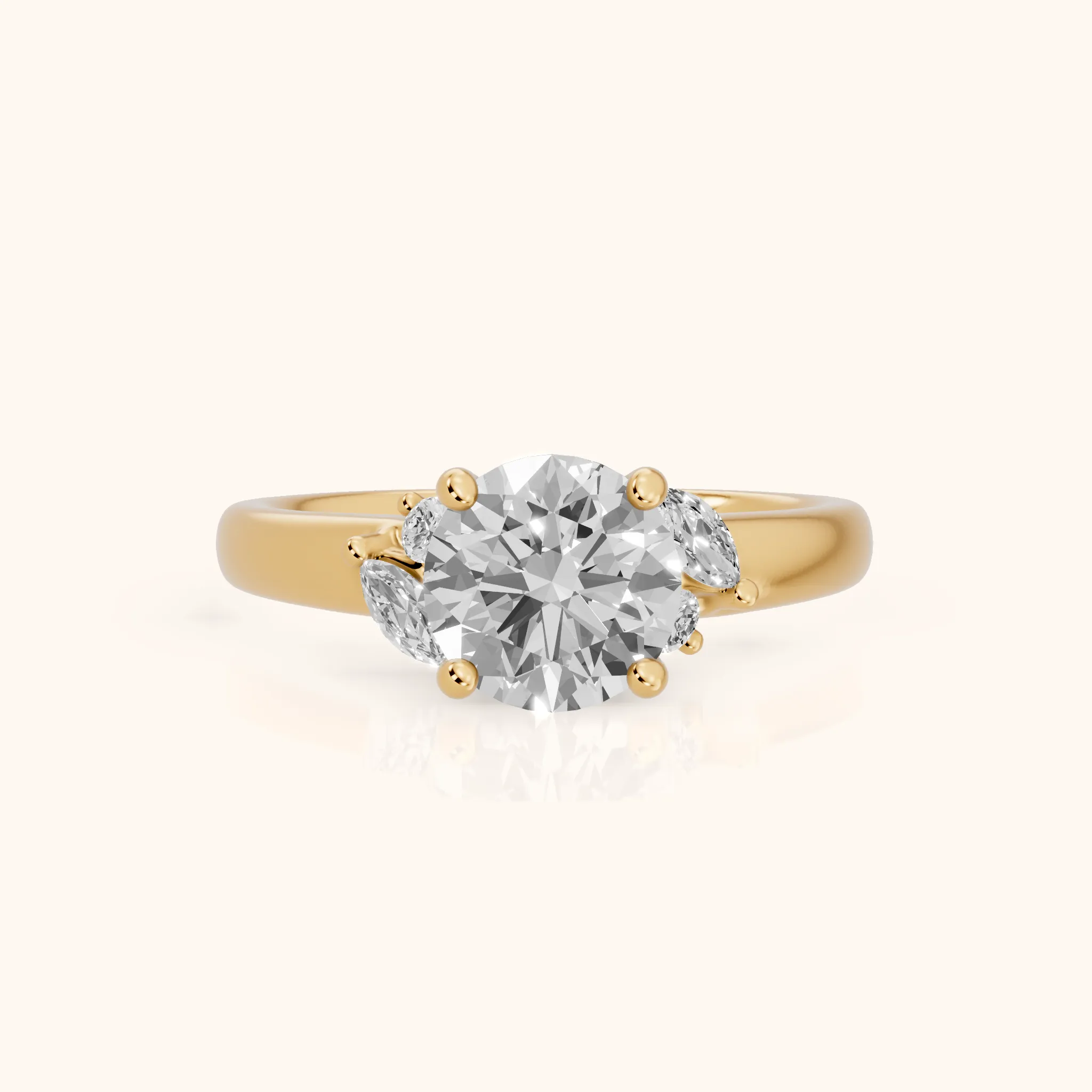 Napa Leaf Cluster Round Diamond Engagement Ring in Yellow Gold — view 1