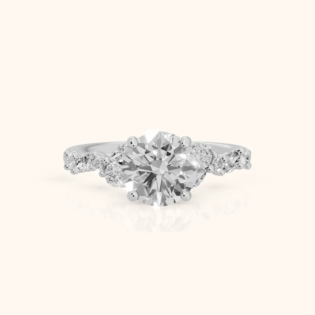 Mesa Vine Cluster Round Diamond Engagement Ring in Platinum — view 2