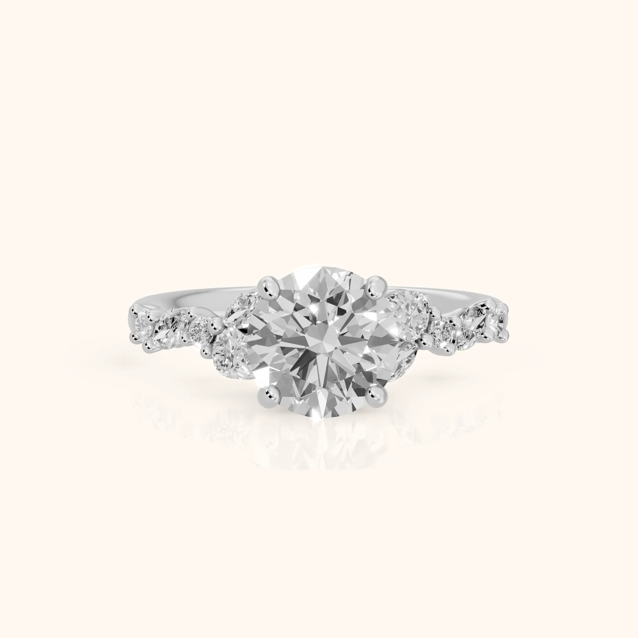 Mesa Vine Cluster Round Diamond Engagement Ring in Platinum — view 1