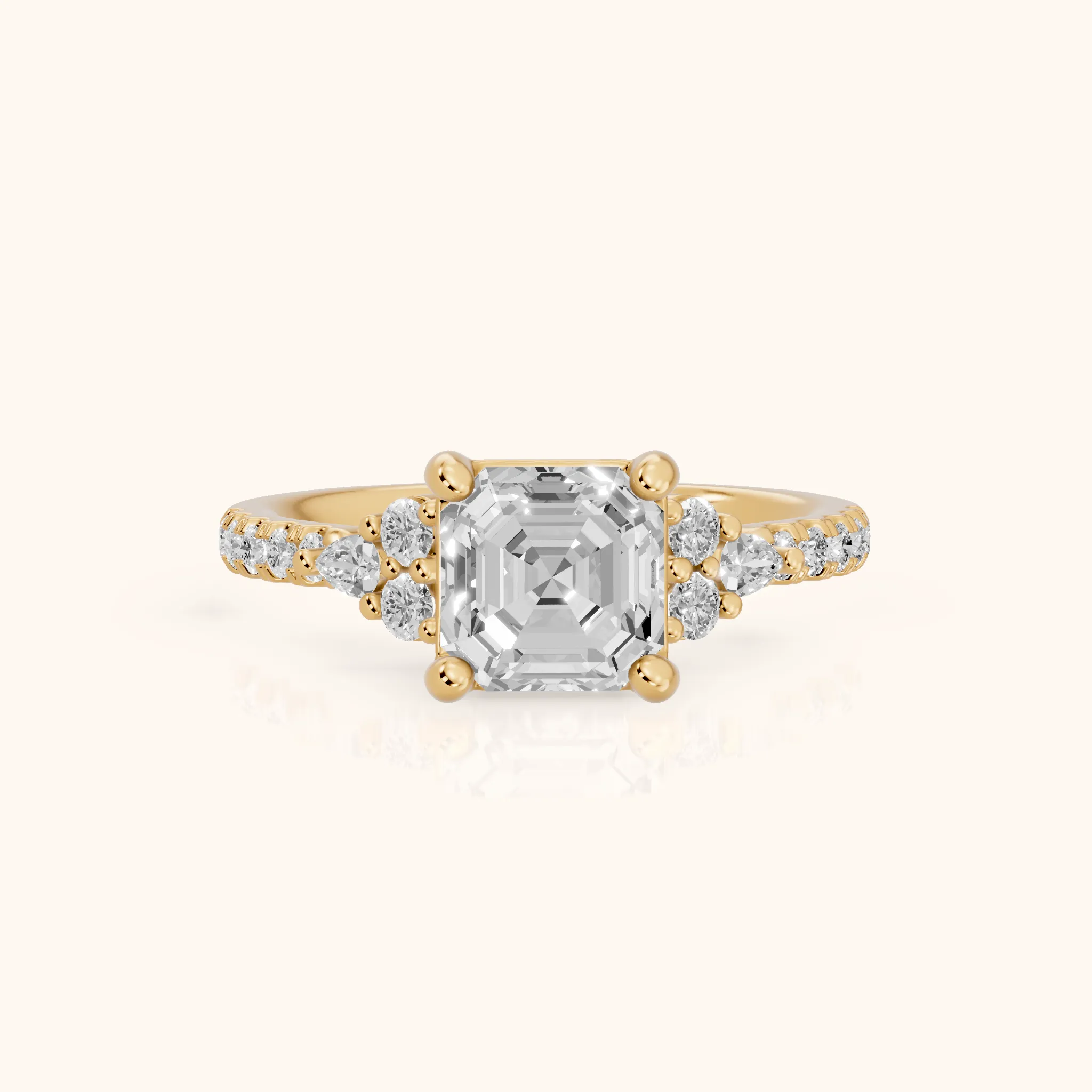 Alta Pavé Cluster Asscher Diamond Engagement Ring in Yellow Gold — view 1