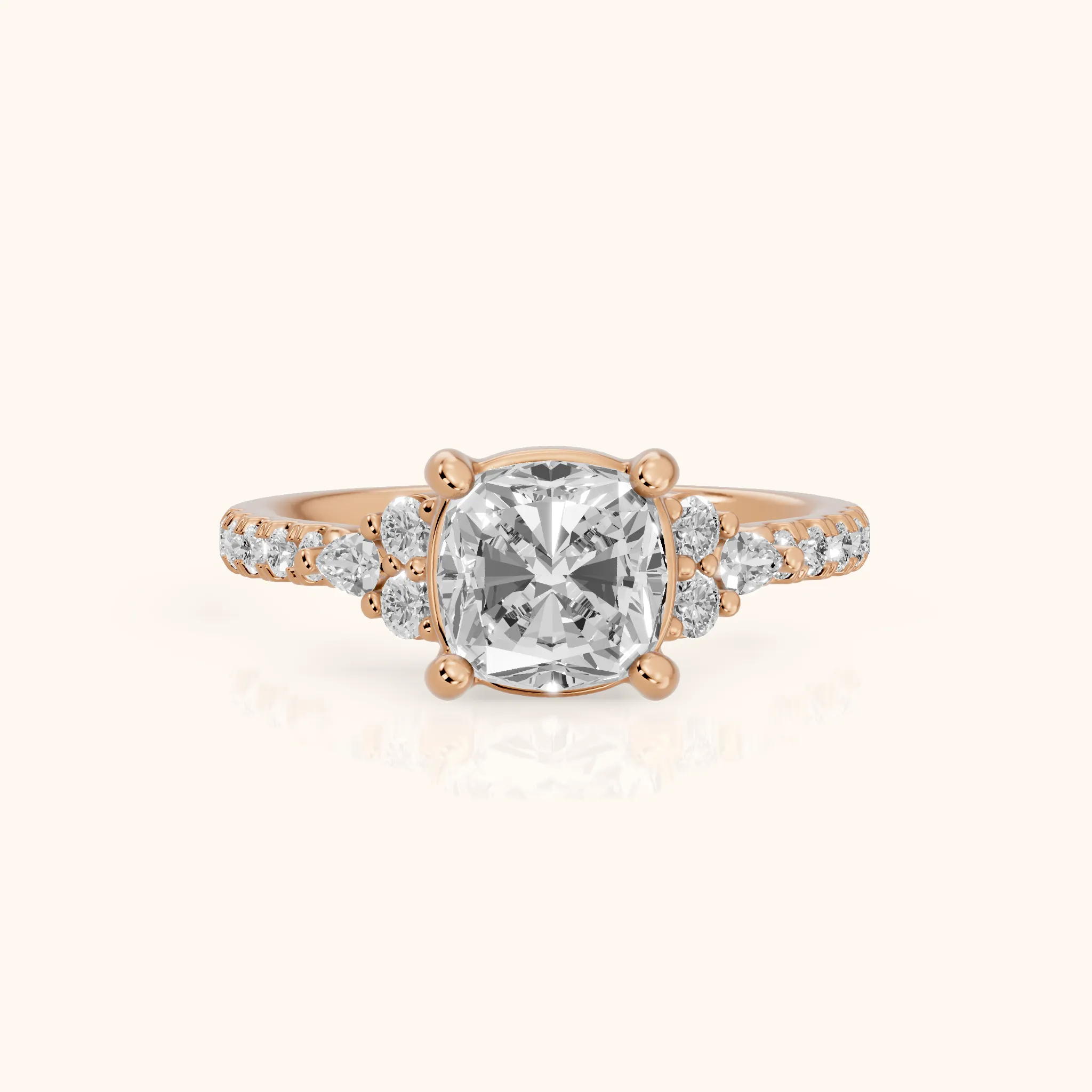 Alta Pavé Cluster Cushion Diamond Engagement Ring in Rose Gold — view 1