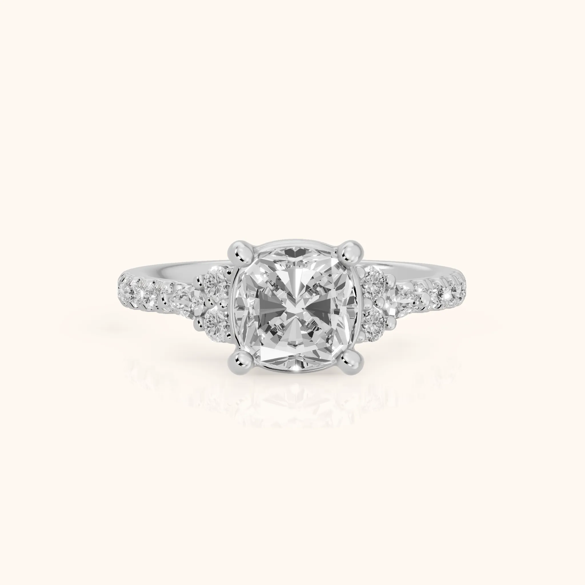 Alta Pavé Cluster Cushion Diamond Engagement Ring in Platinum — view 1