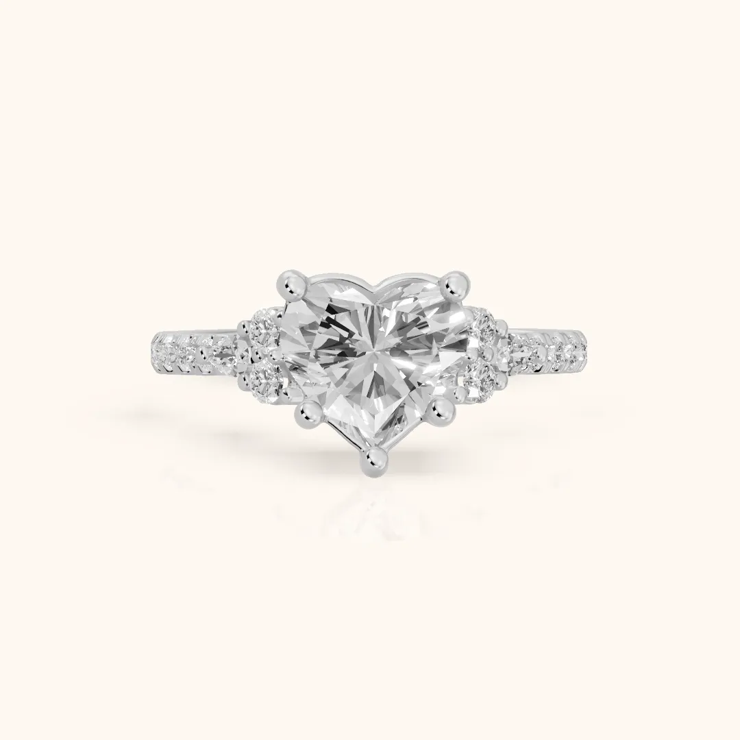 Alta Pavé Cluster Heart Diamond Engagement Ring in Silver — view 2