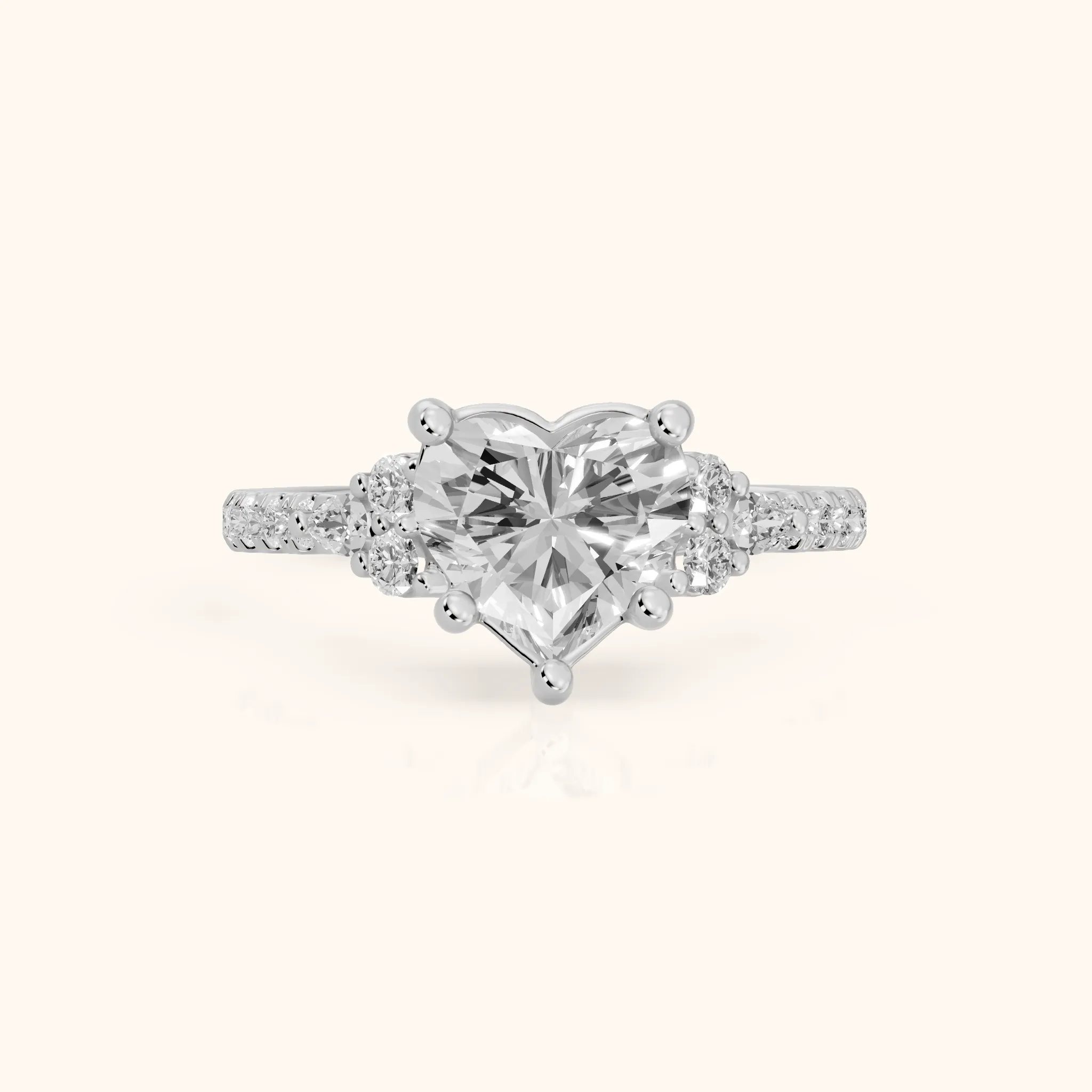Alta Pavé Cluster Heart Diamond Engagement Ring in Silver — view 1