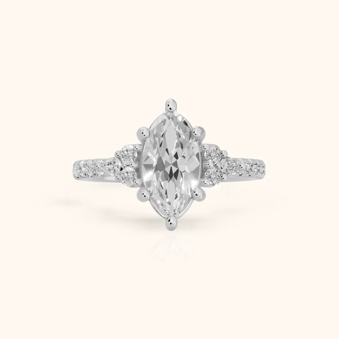 Alta Pavé Cluster Marquise Diamond Engagement Ring in Silver — view 2