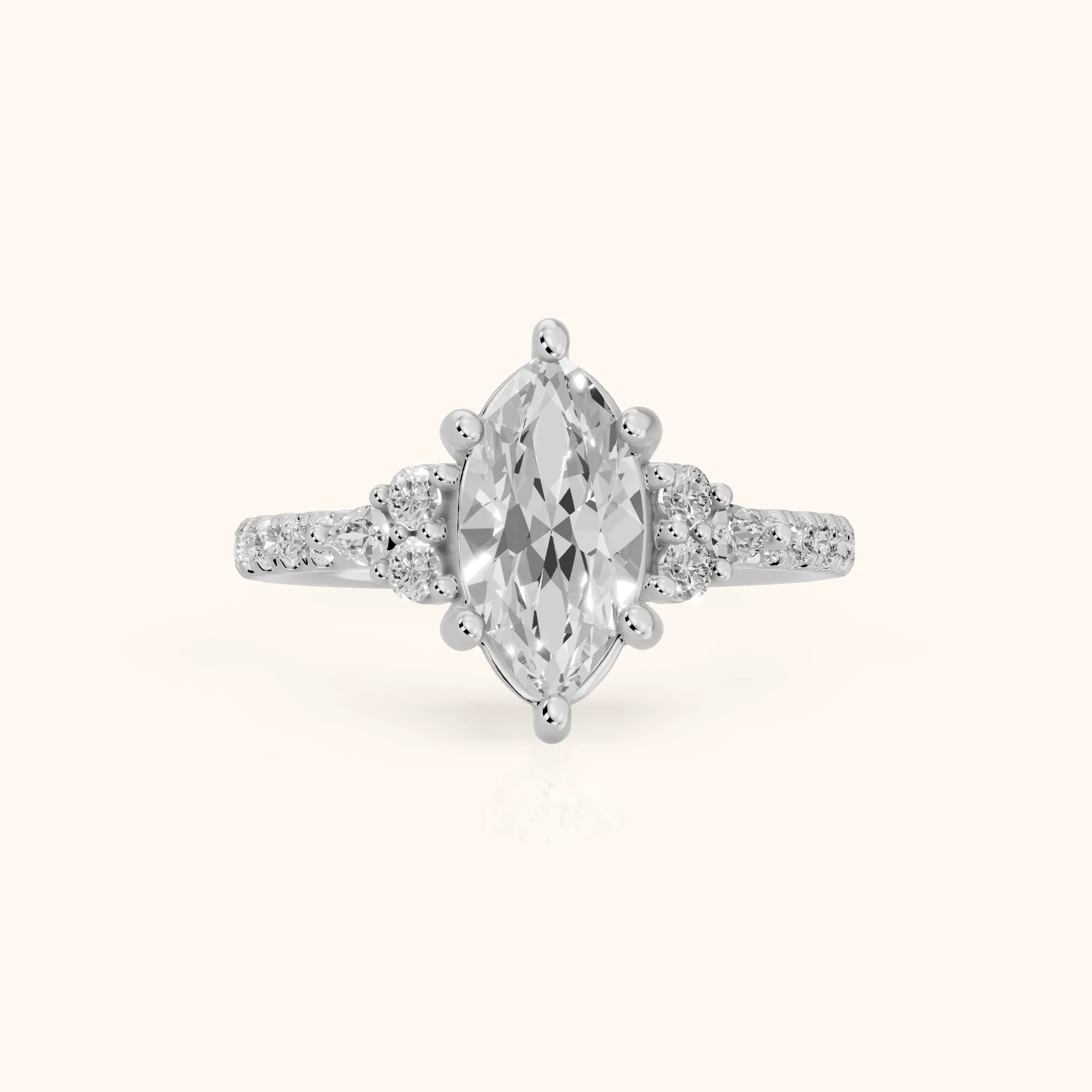 Alta Pavé Cluster Marquise Diamond Engagement Ring in Silver — view 1