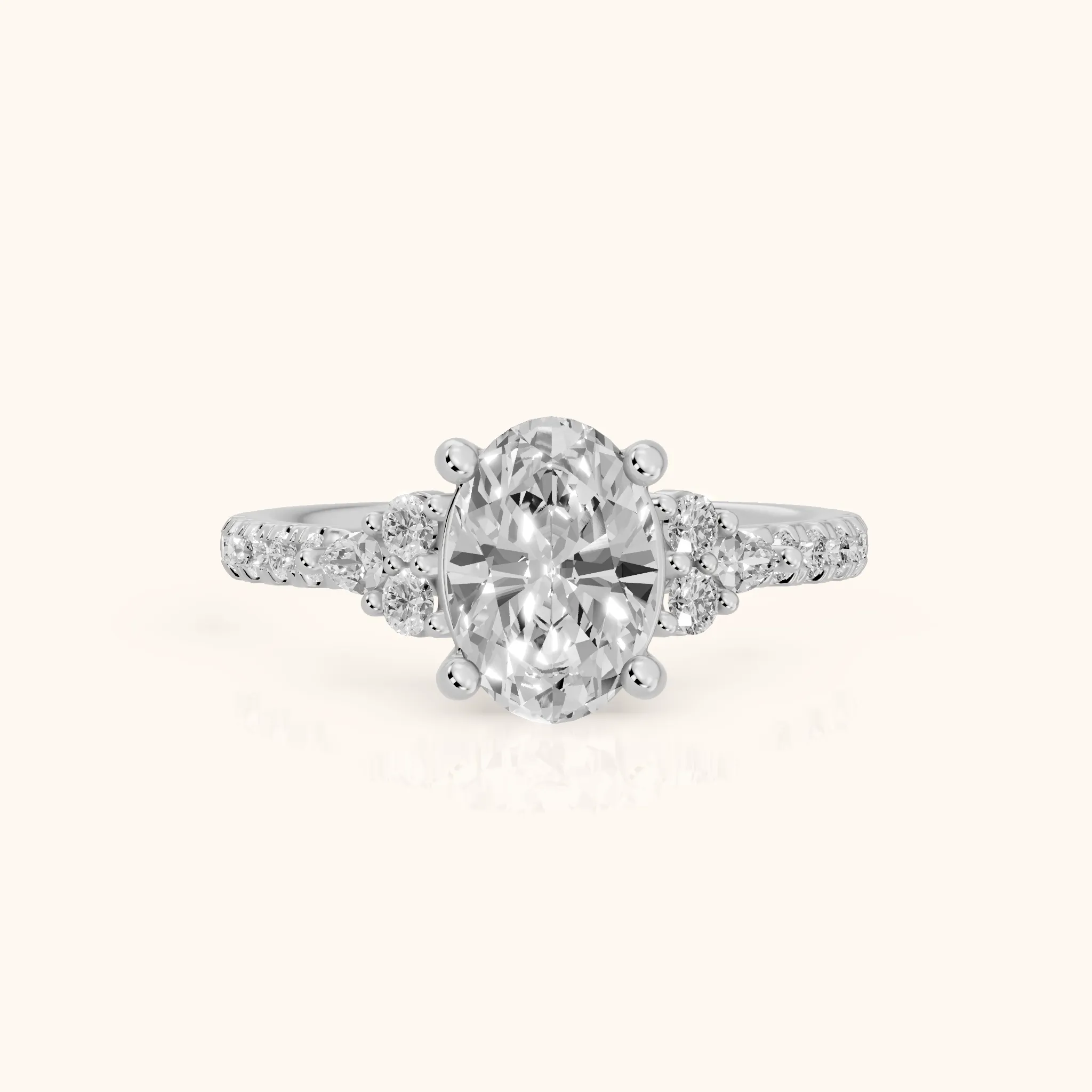 Alta Pavé Cluster Oval Diamond Engagement Ring in Silver — view 1