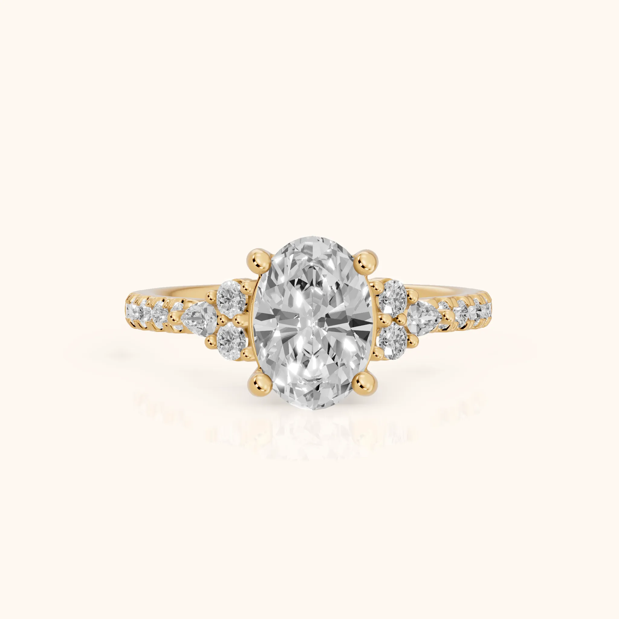 Alta Pavé Cluster Oval Diamond Engagement Ring in Yellow Gold — view 1