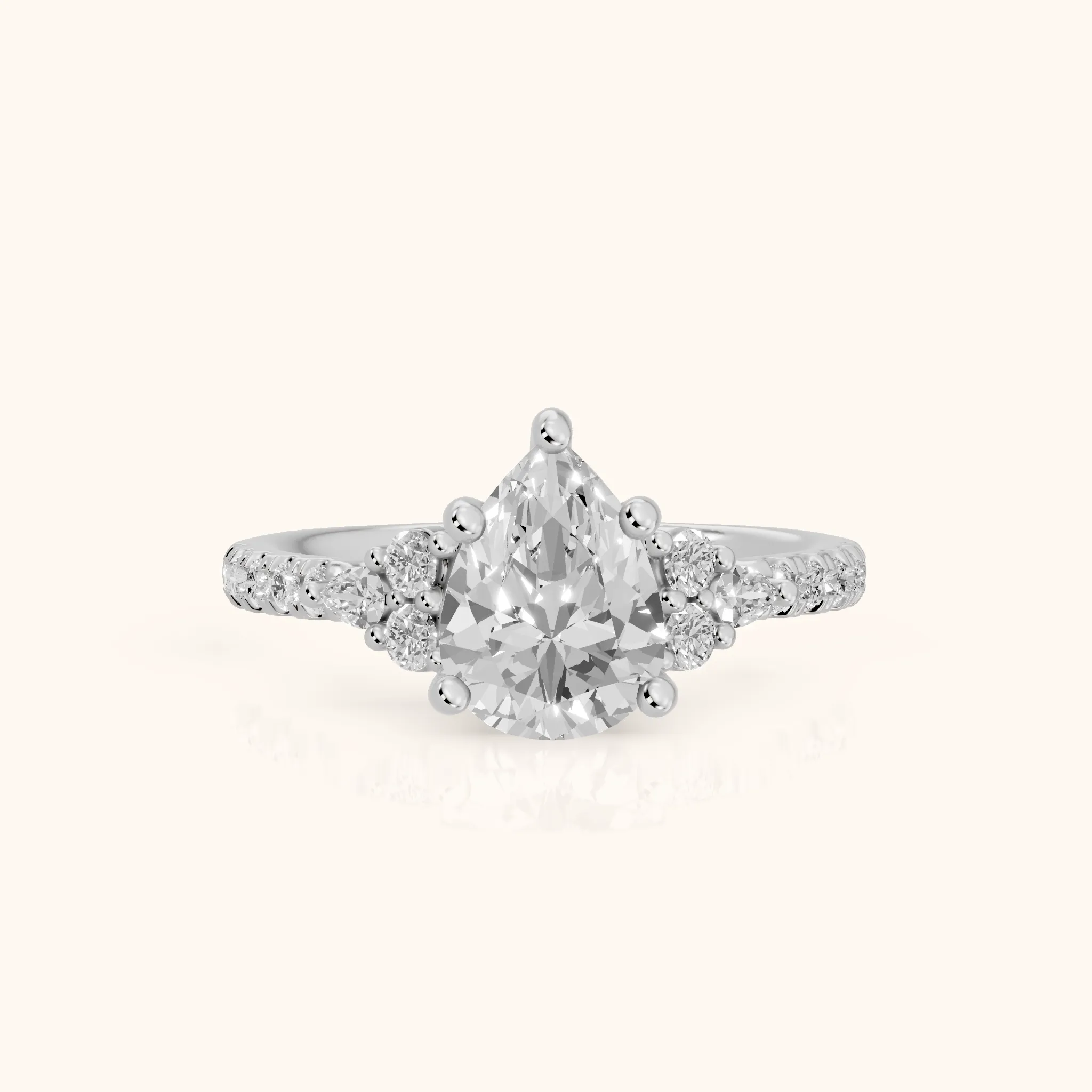 Alta Pavé Cluster Pear Diamond Engagement Ring in Silver — view 1