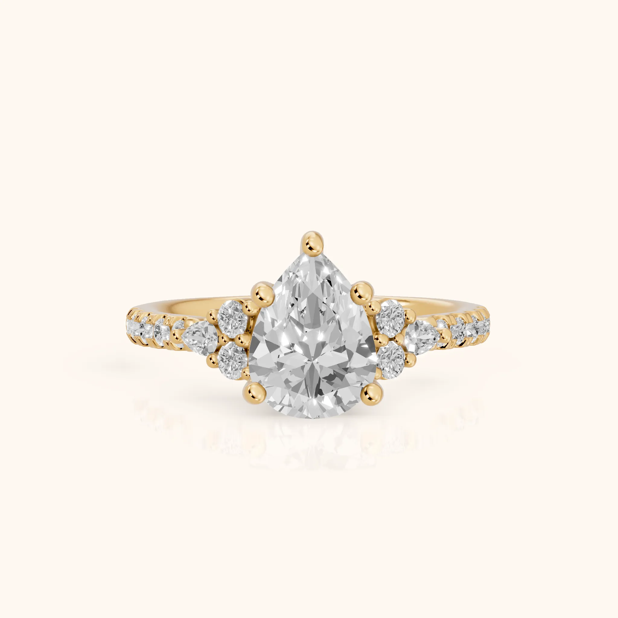 Alta Pavé Cluster Pear Diamond Engagement Ring in Yellow Gold — view 1
