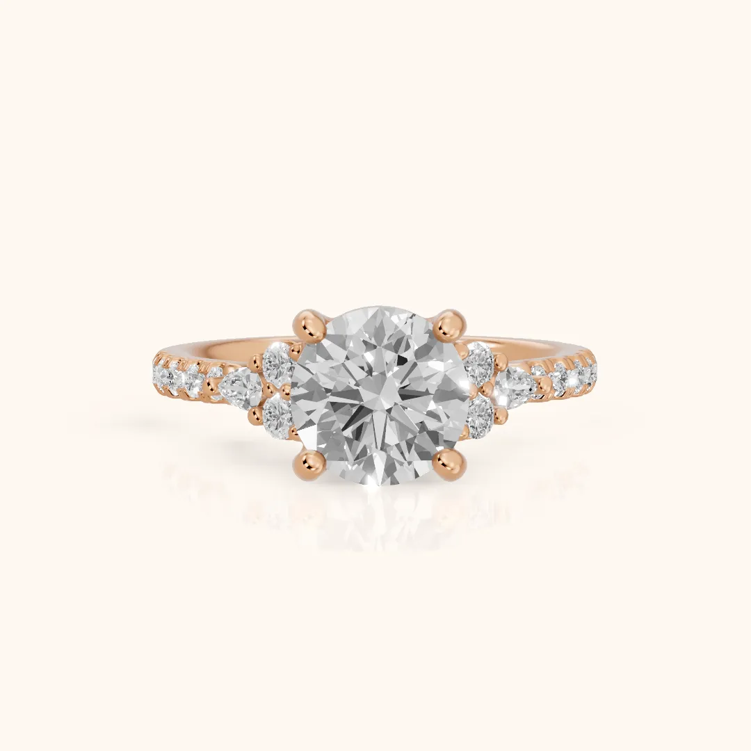 Alta Pavé Cluster Round Diamond Engagement Ring in Rose Gold — view 2