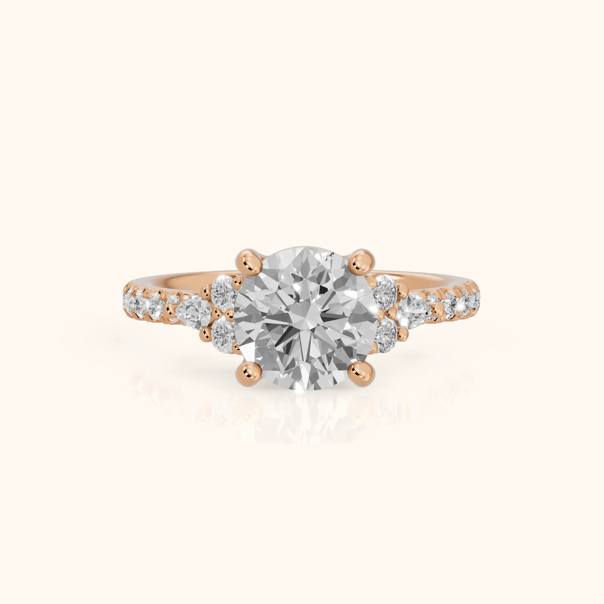 Alta Pavé Cluster Round Diamond Engagement Ring in Rose Gold — view 1