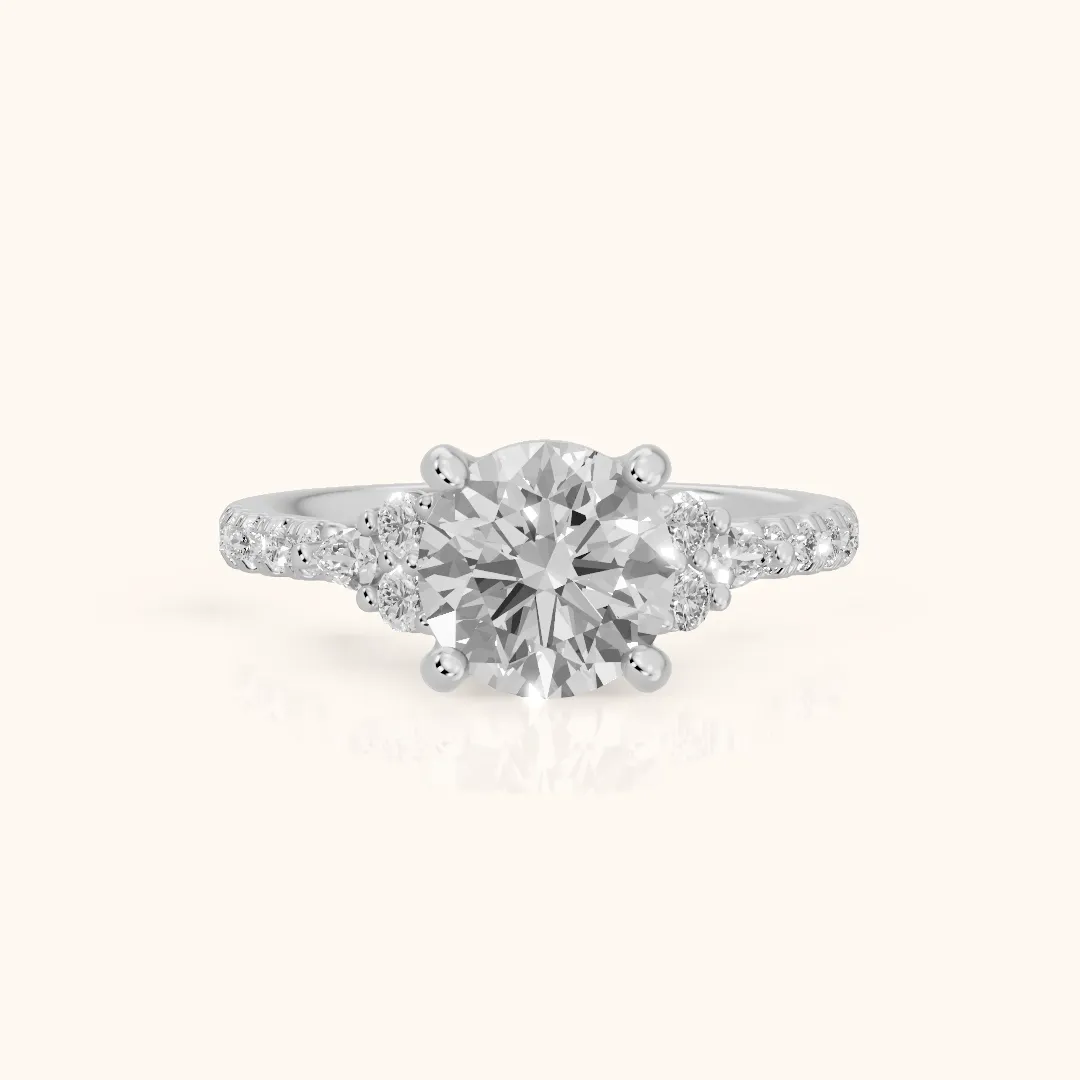 Alta Pavé Cluster Round Diamond Engagement Ring in White Gold — view 2