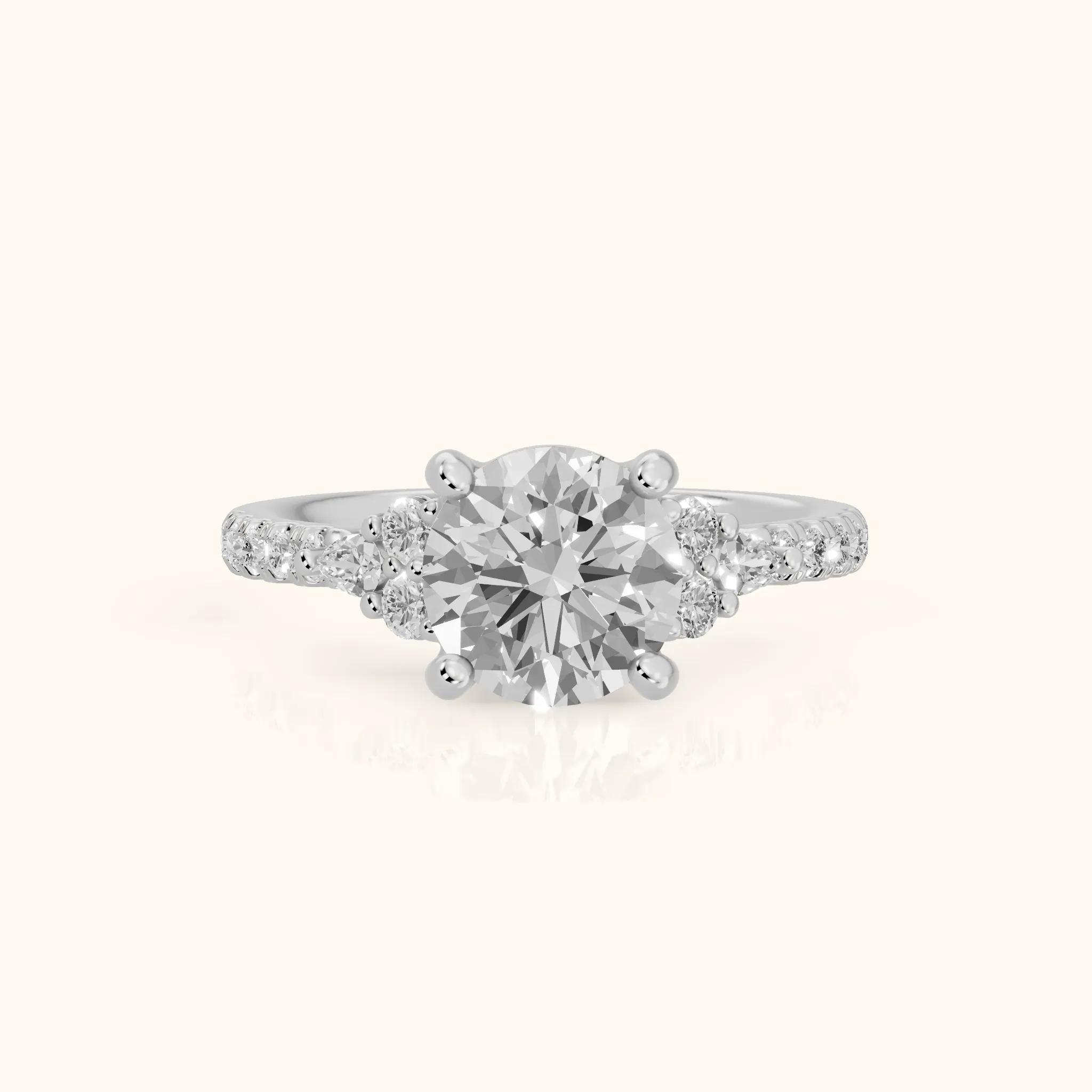 Alta Pavé Cluster Round Diamond Engagement Ring in White Gold — view 1