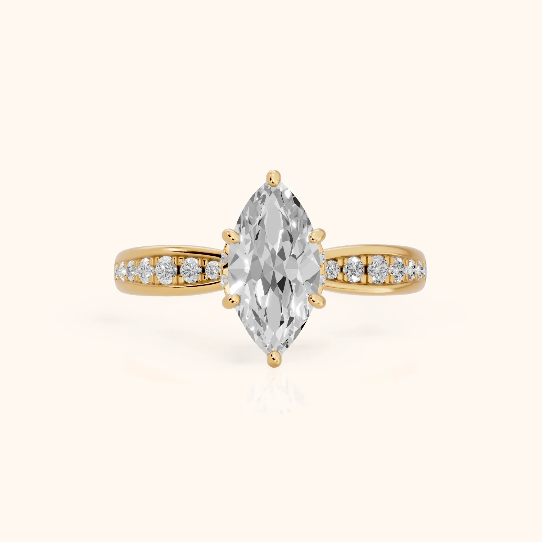 Ione Hidden Halo Pavé Marquise Diamond Engagement Ring in Yellow Gold — view 1