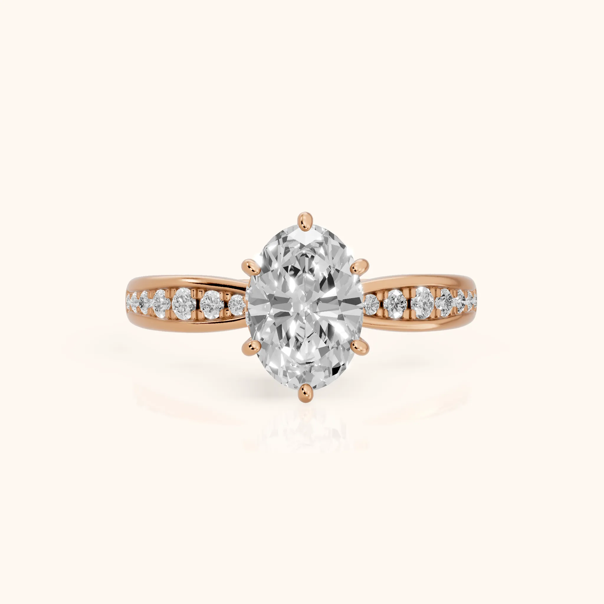 Ione Hidden Halo Pavé Oval Diamond Engagement Ring in Rose Gold — view 1