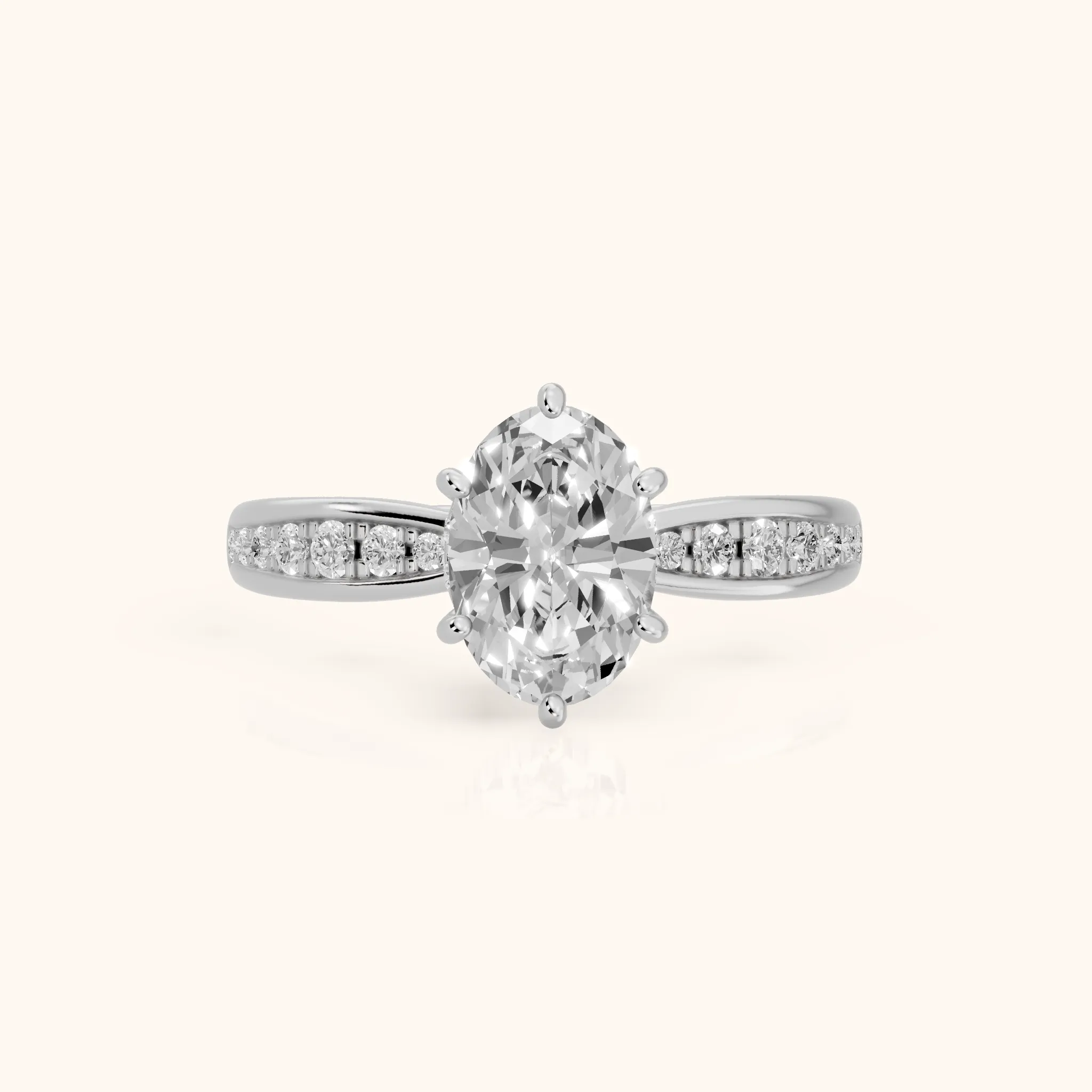 Ione Hidden Halo Pavé Oval Diamond Engagement Ring in White Gold — view 1
