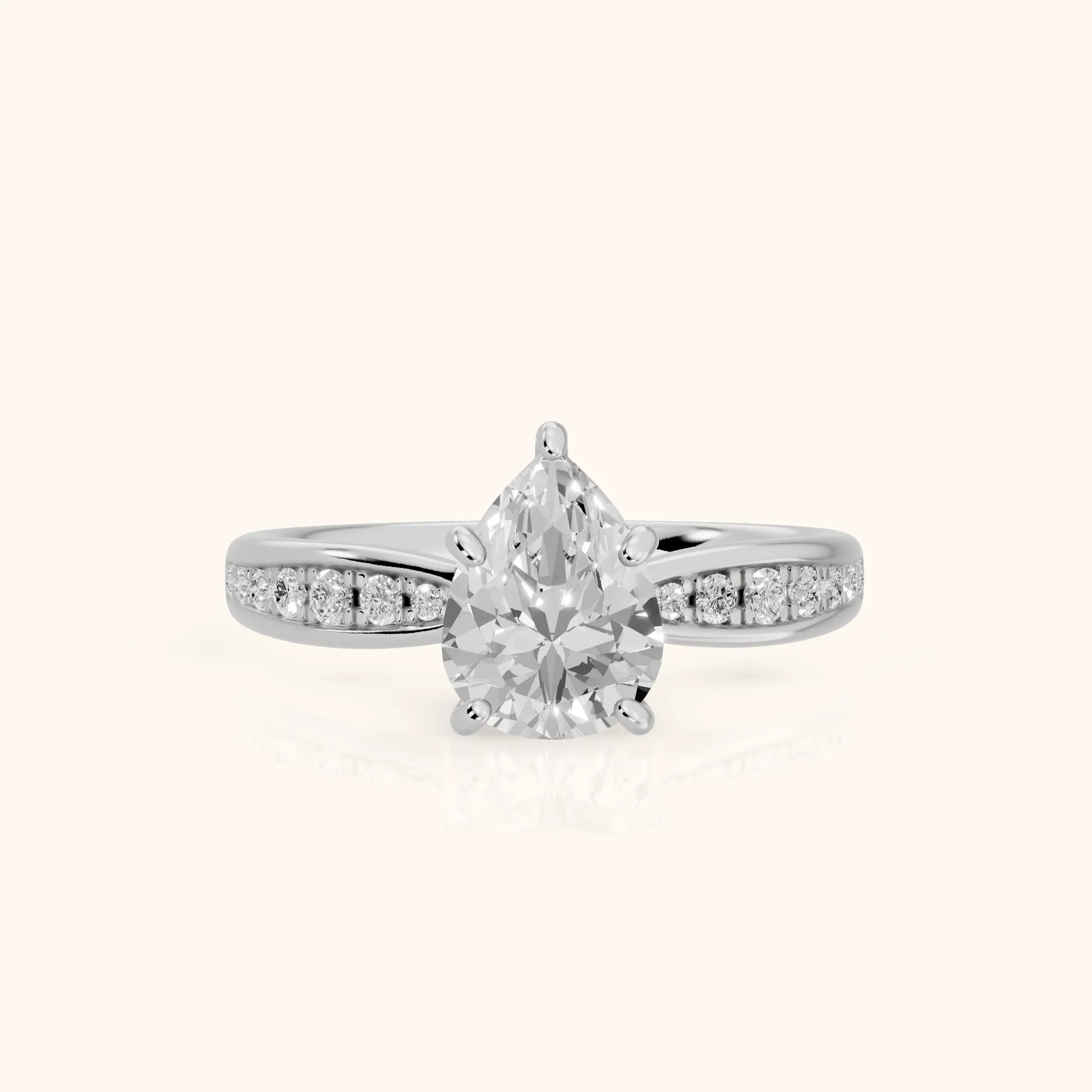 Ione Hidden Halo Pavé Pear Diamond Engagement Ring in White Gold — view 1