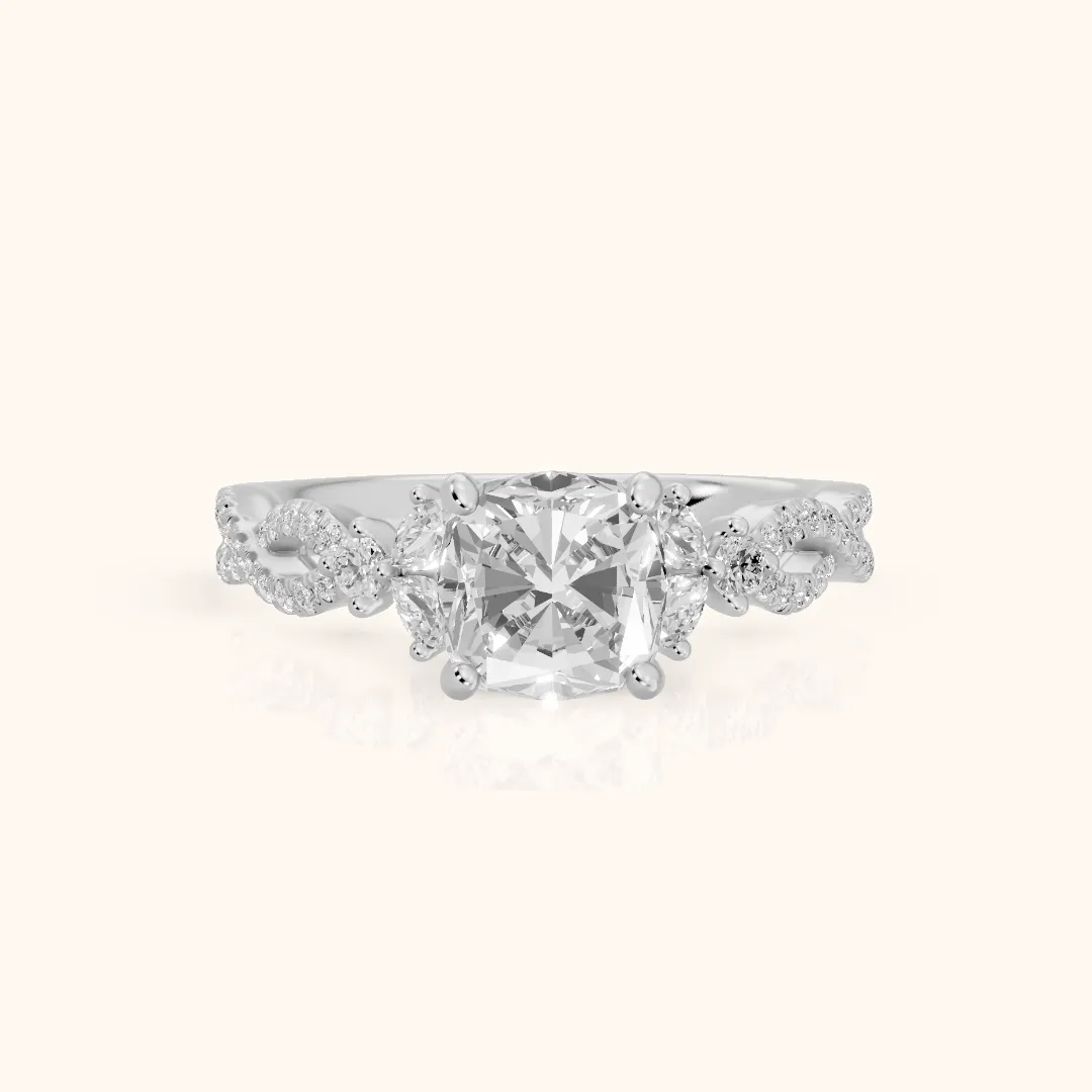Neva Infinity Twist Cushion Diamond Engagement Ring in Silver — view 2