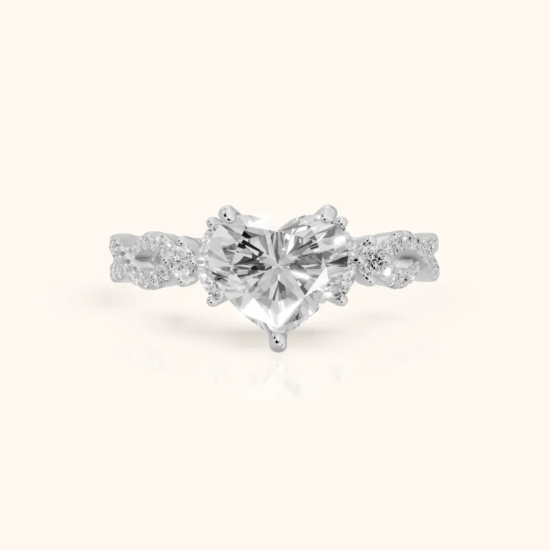 Neva Infinity Twist Heart Diamond Engagement Ring in Silver — view 2