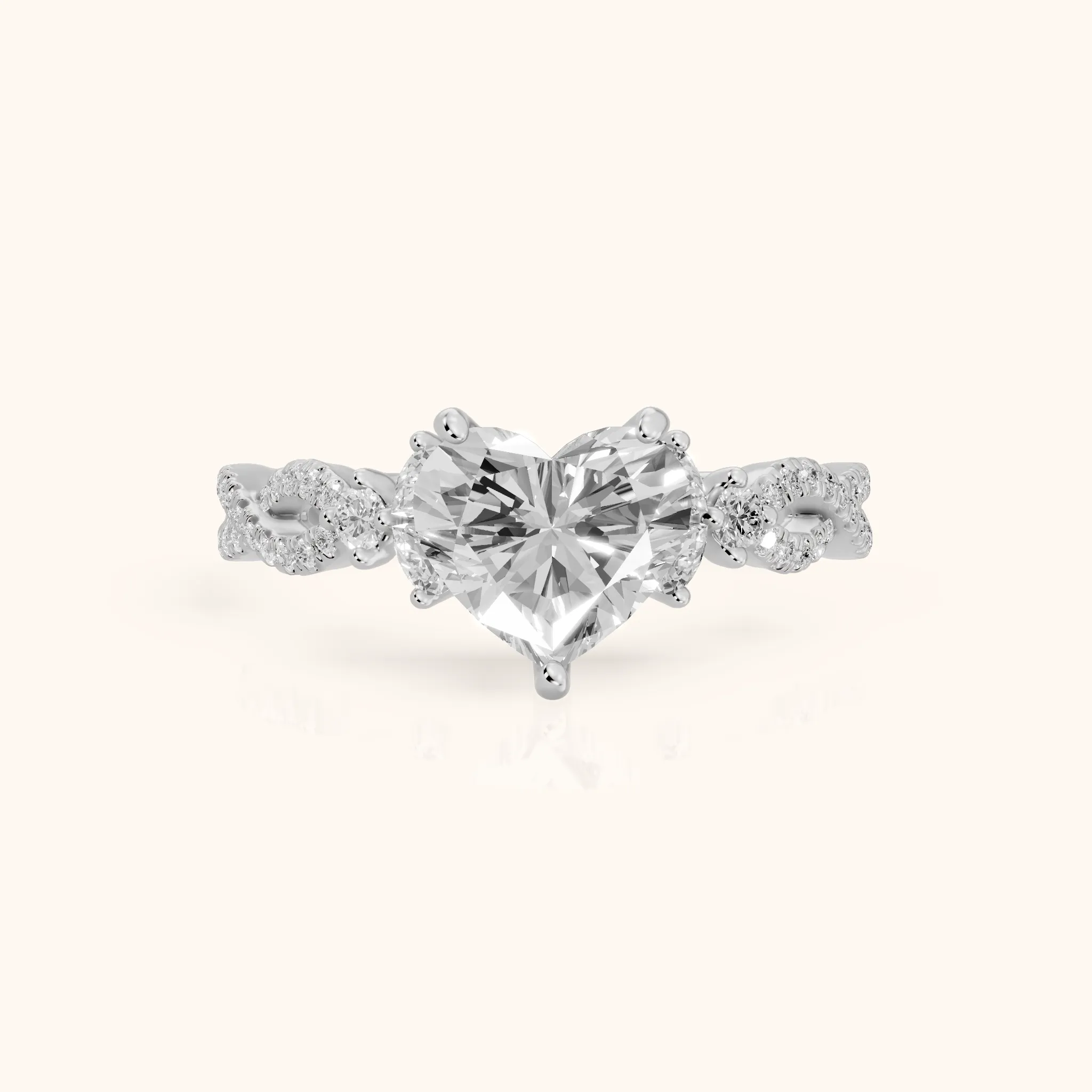 Neva Infinity Twist Heart Diamond Engagement Ring in Silver — view 1