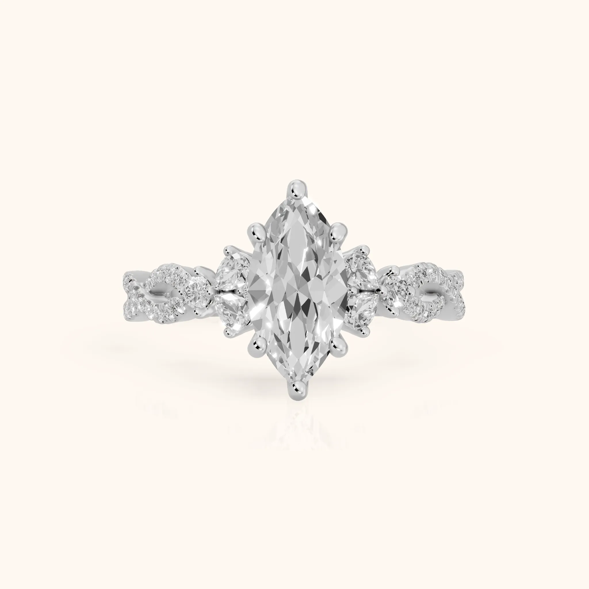 Neva Infinity Twist Marquise Diamond Engagement Ring in White Gold — view 1